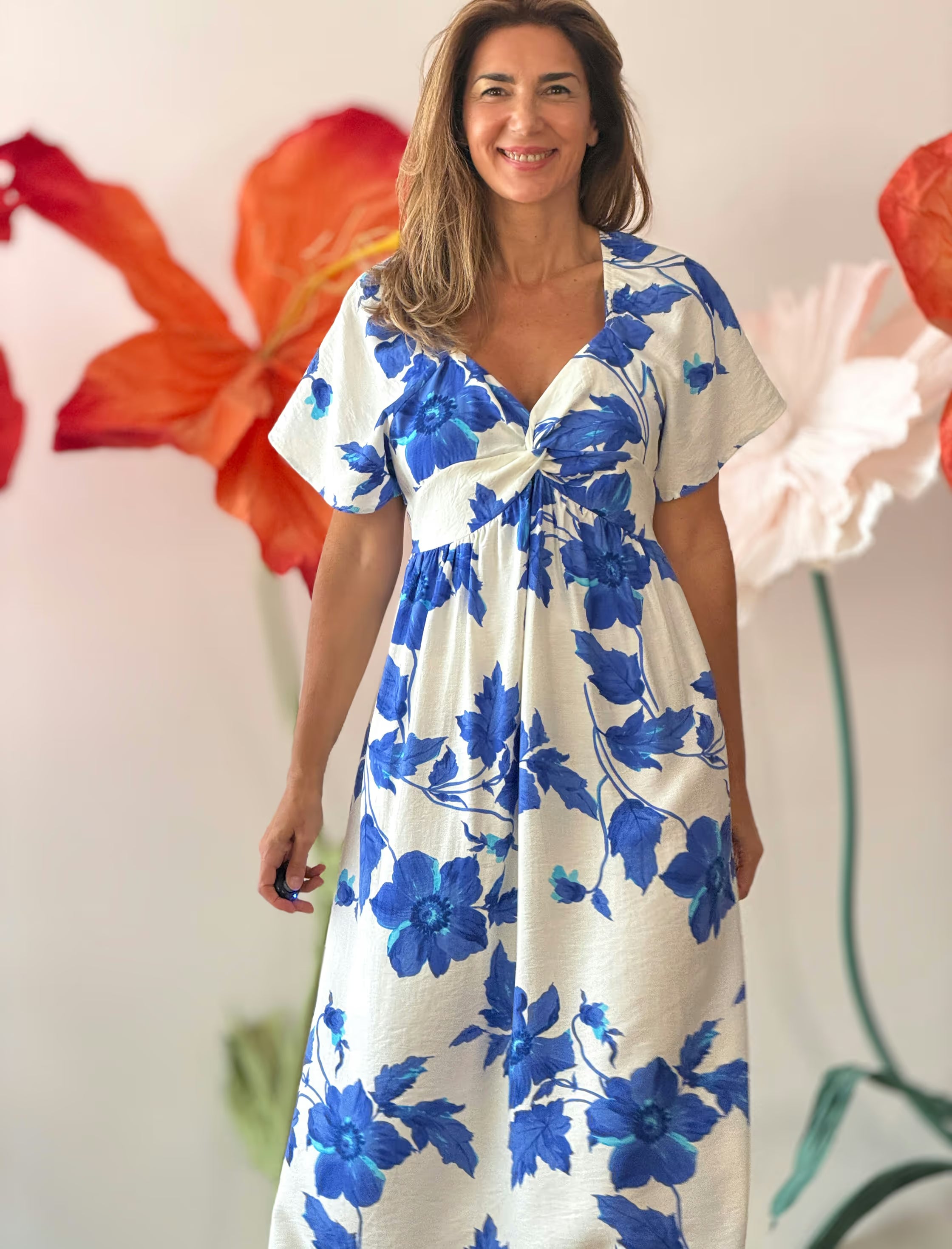 Vestido fluido flores azules