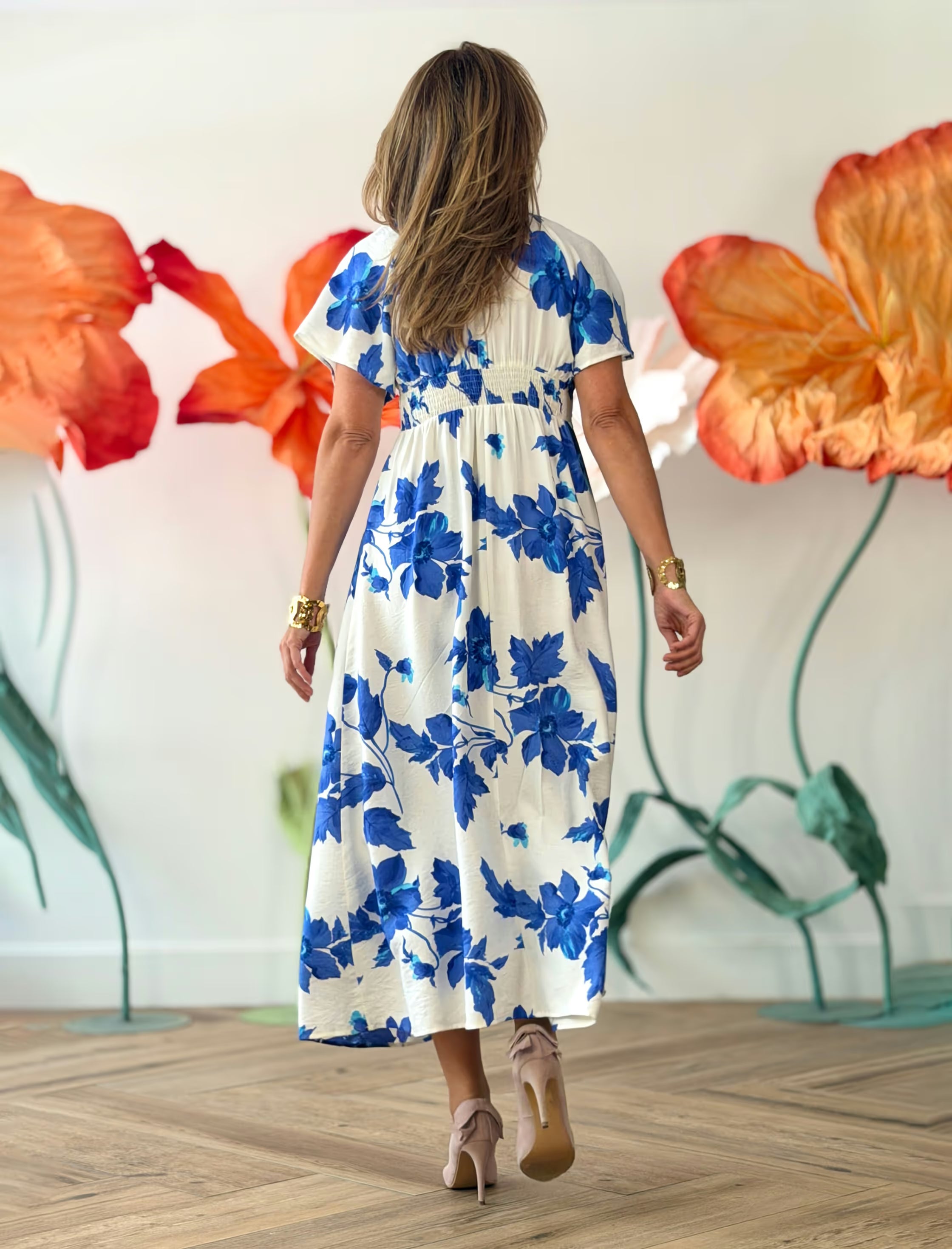 Vestido fluido flores azules