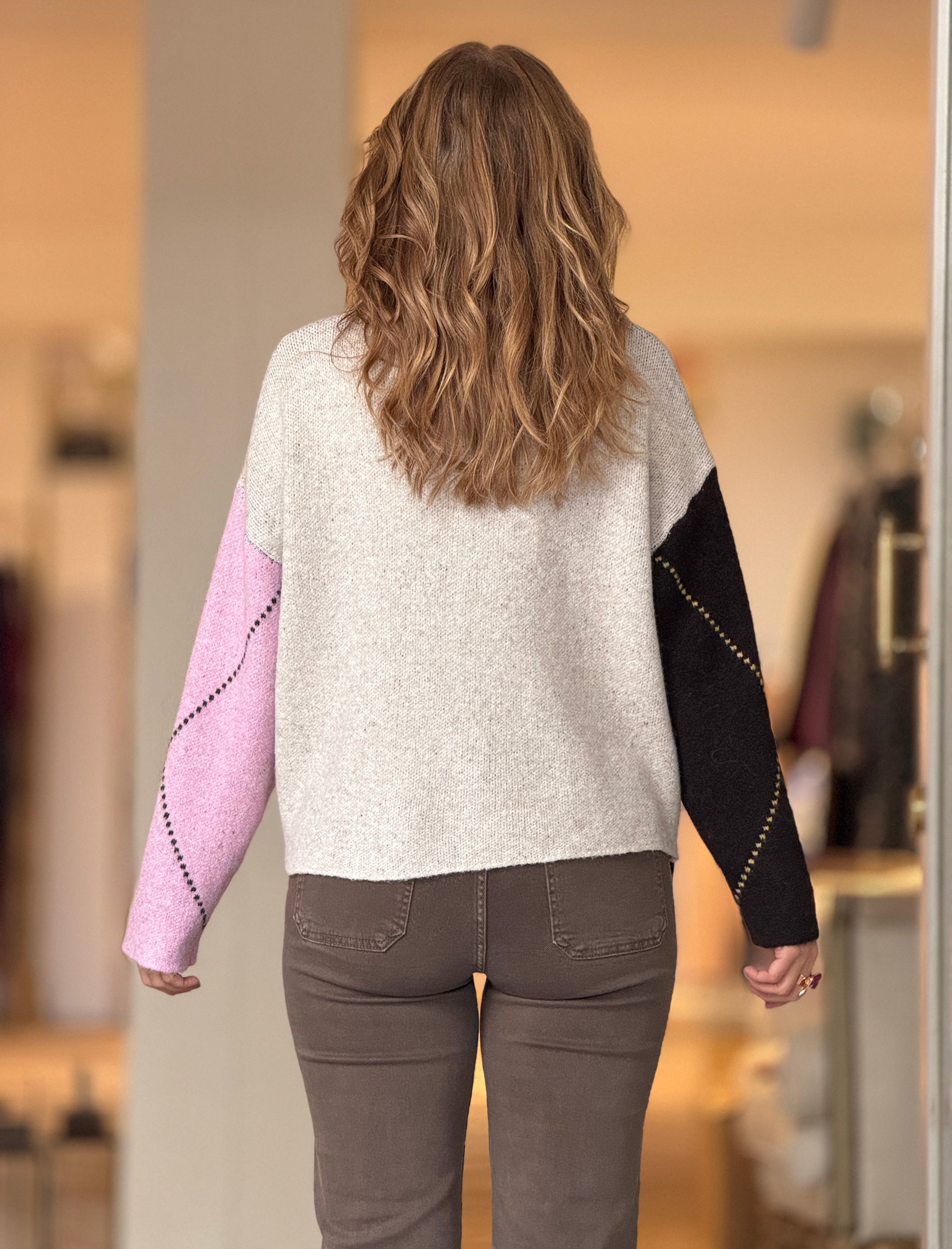 Jersey rombos rosa-marrón