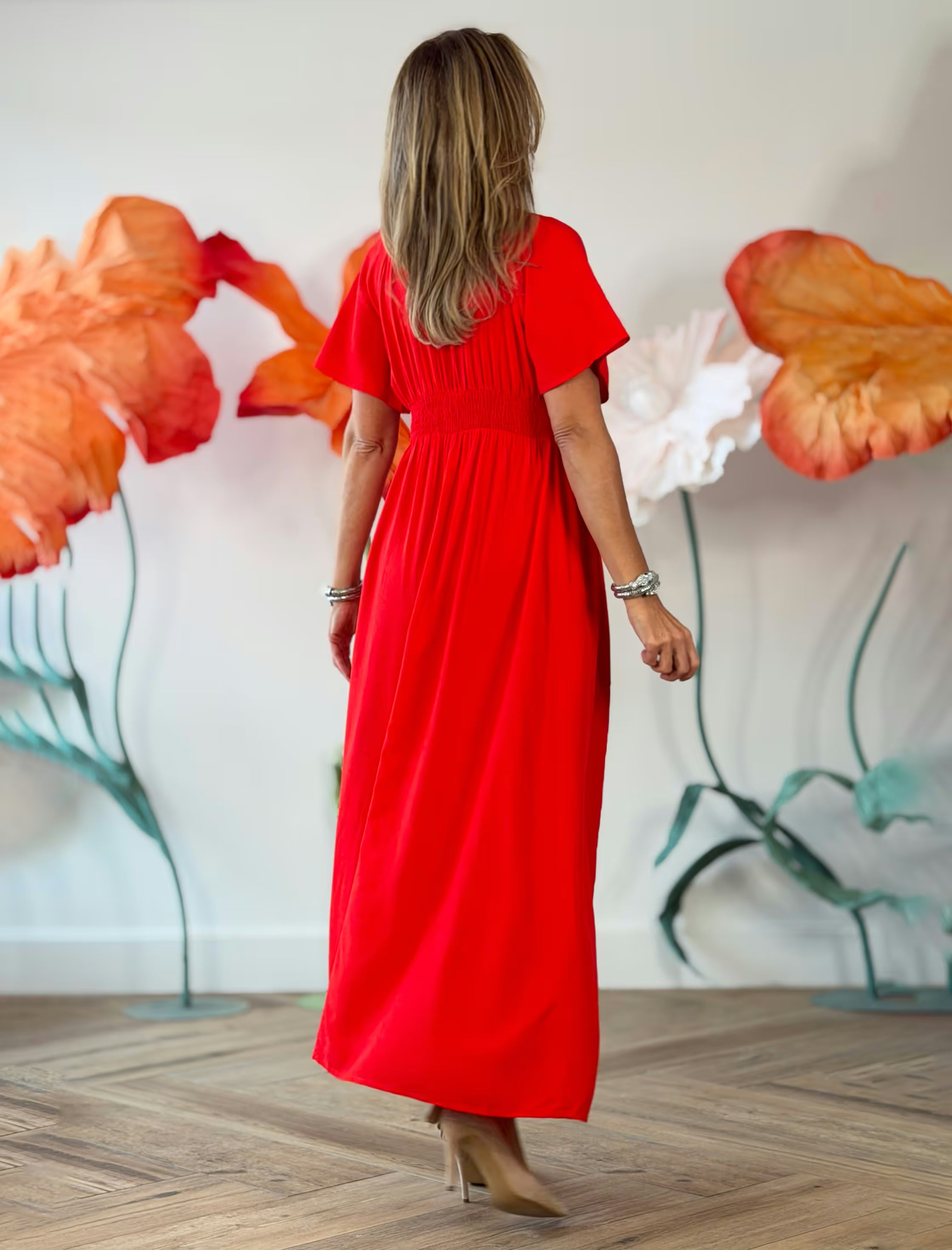 Vestido rojo largo fluido