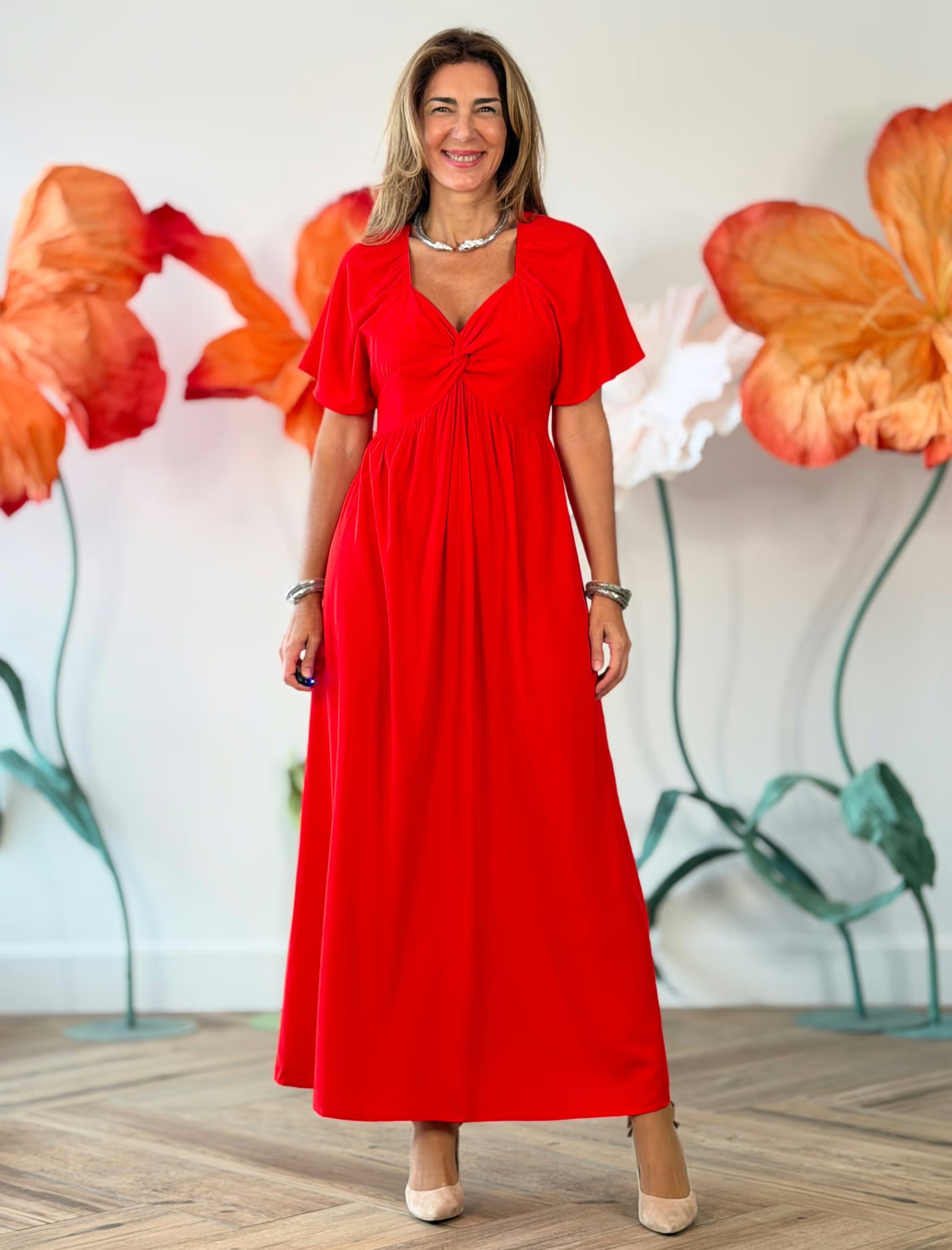Vestido rojo largo fluido