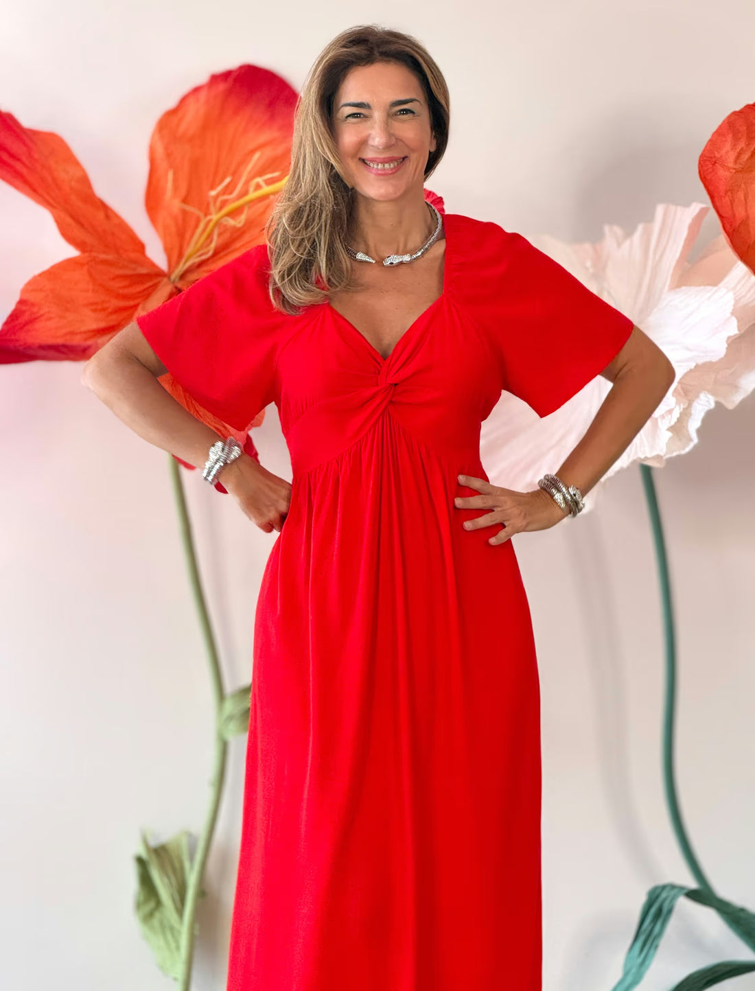 Vestido rojo largo fluido