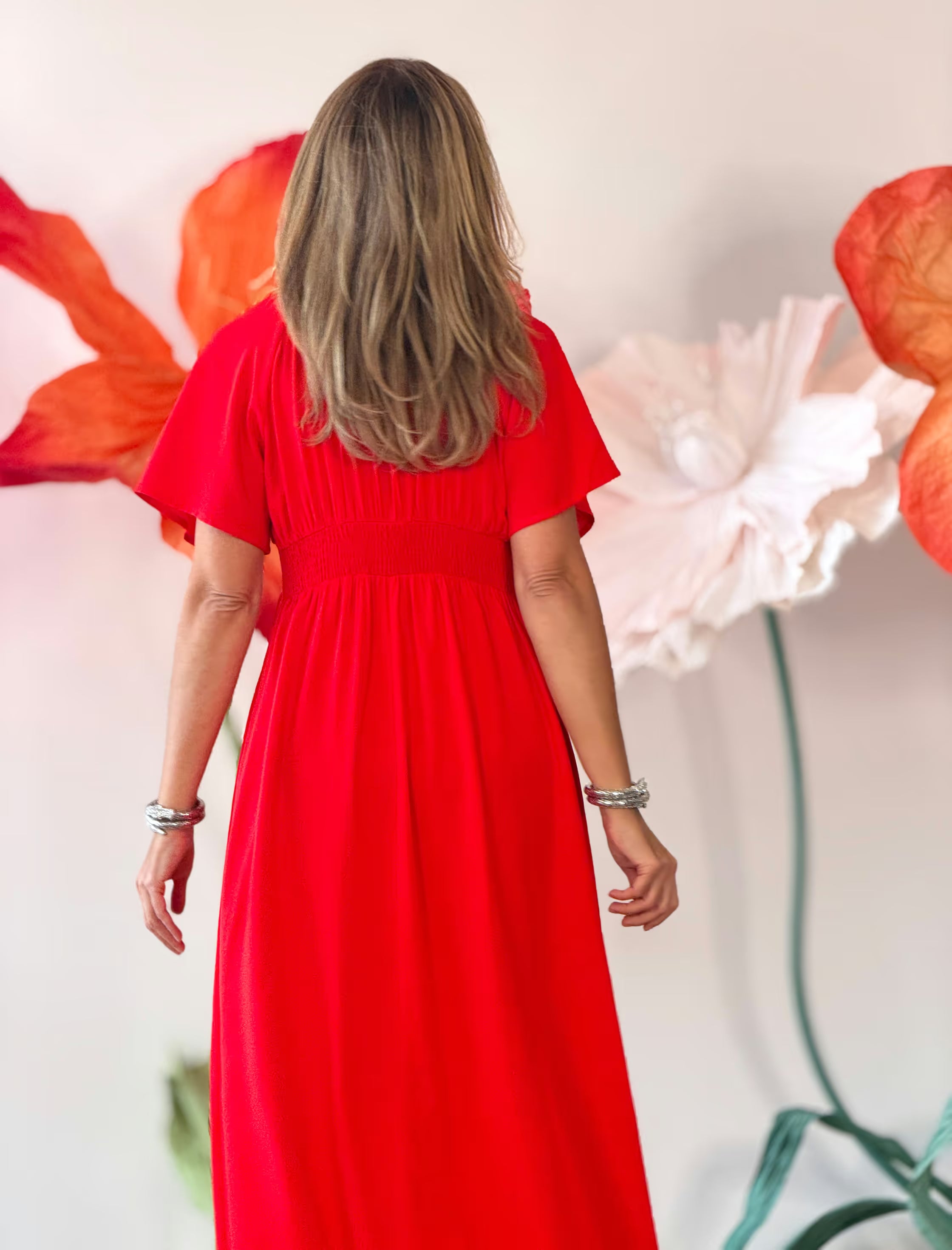 Vestido rojo largo fluido