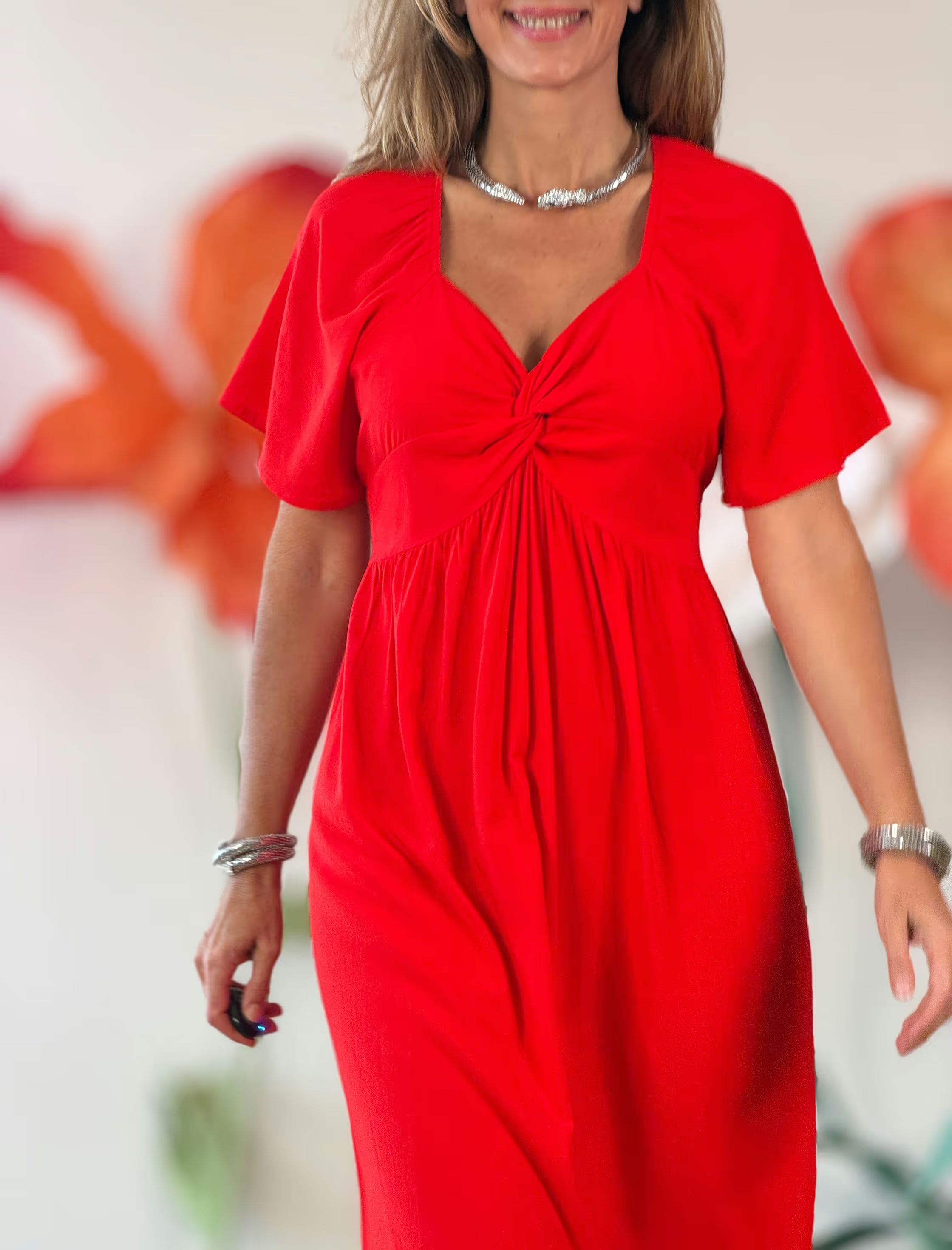 Vestido rojo largo fluido