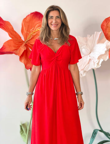 Vestido rojo largo fluido