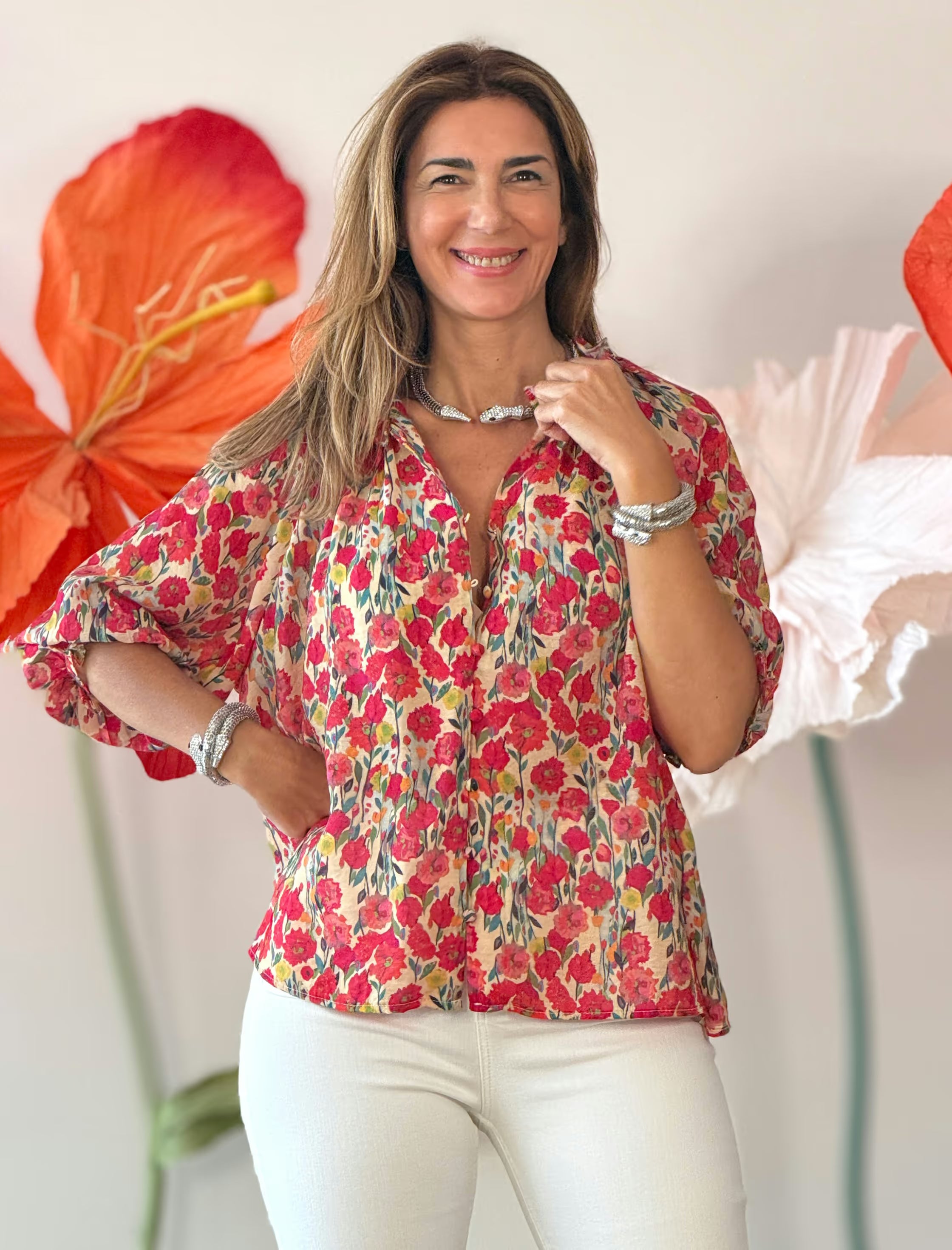 Camisa de flores bonitas