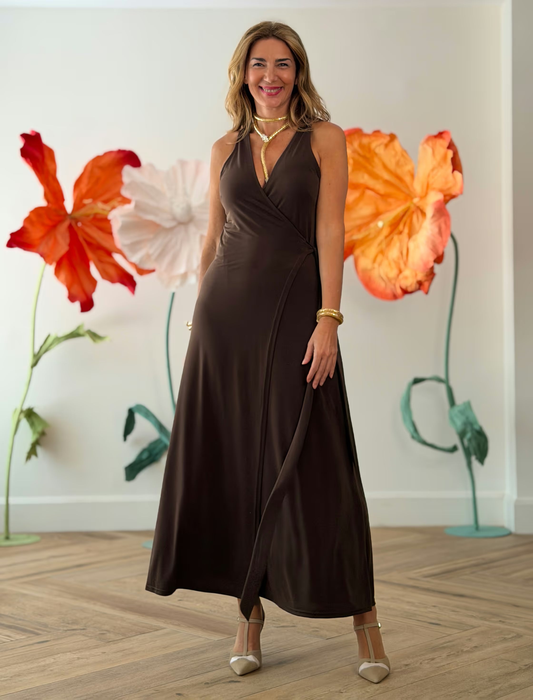 Vestido Muy favorecedor marrón chocolate