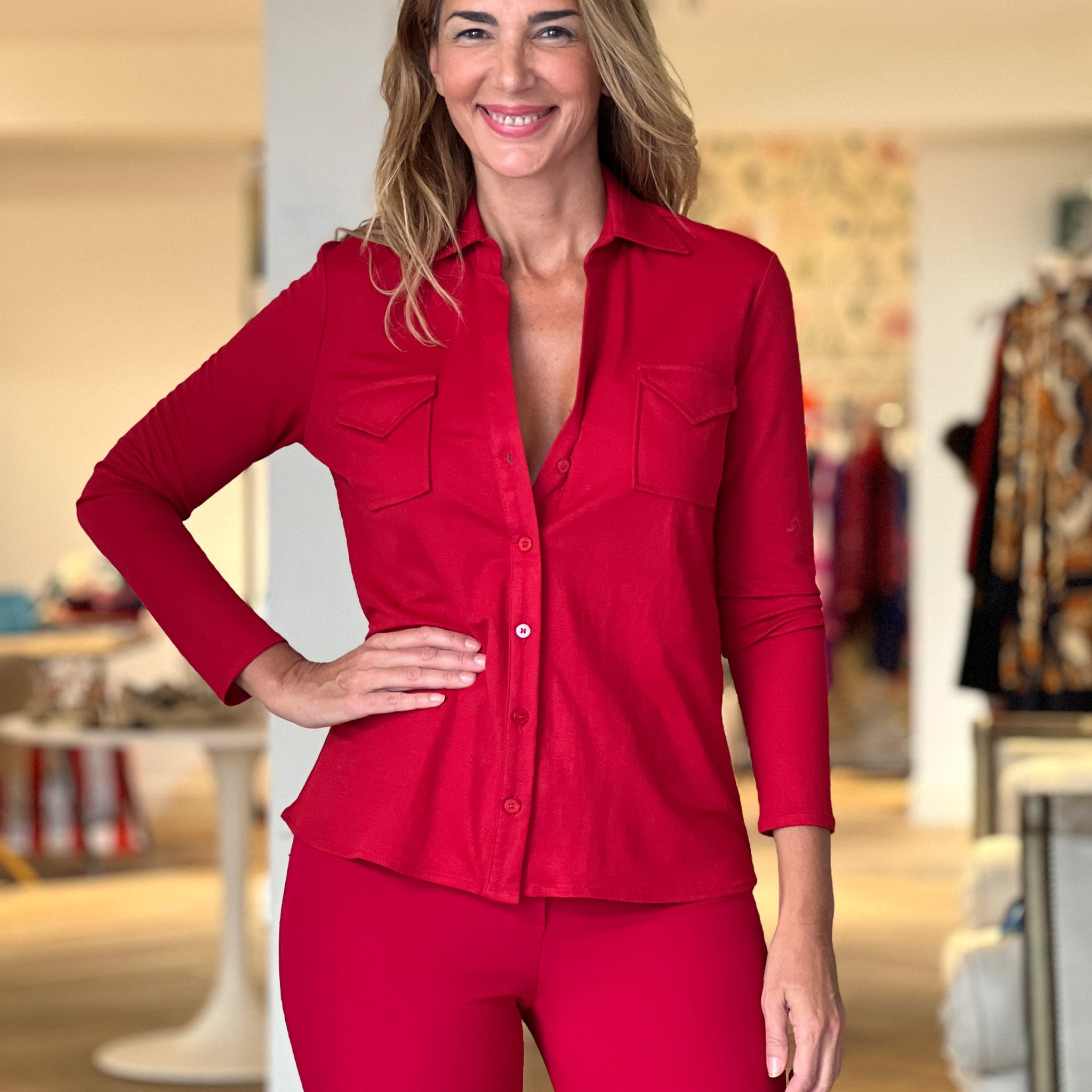Camisa de viscosa para todo marsala