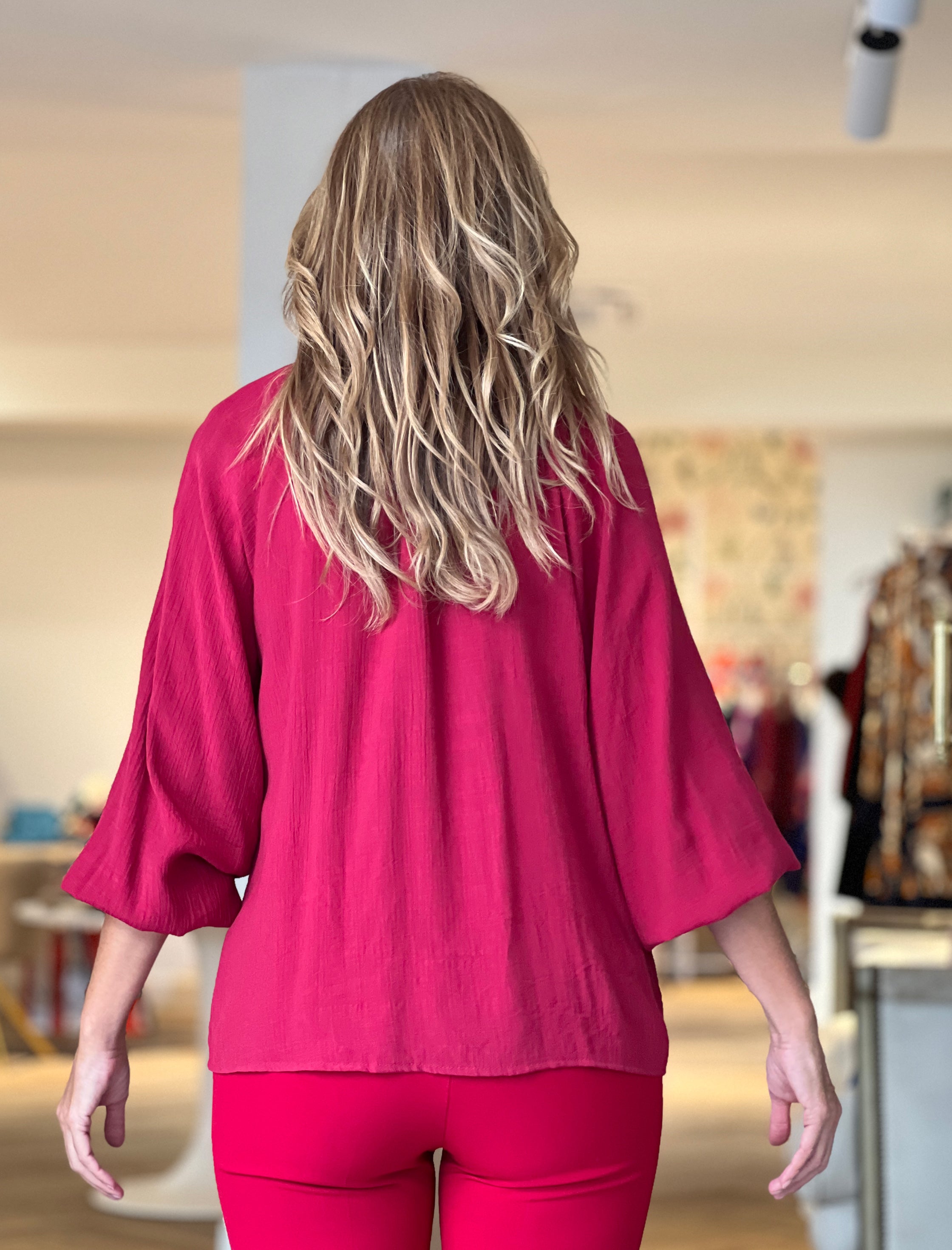 Camisa boho burdeos