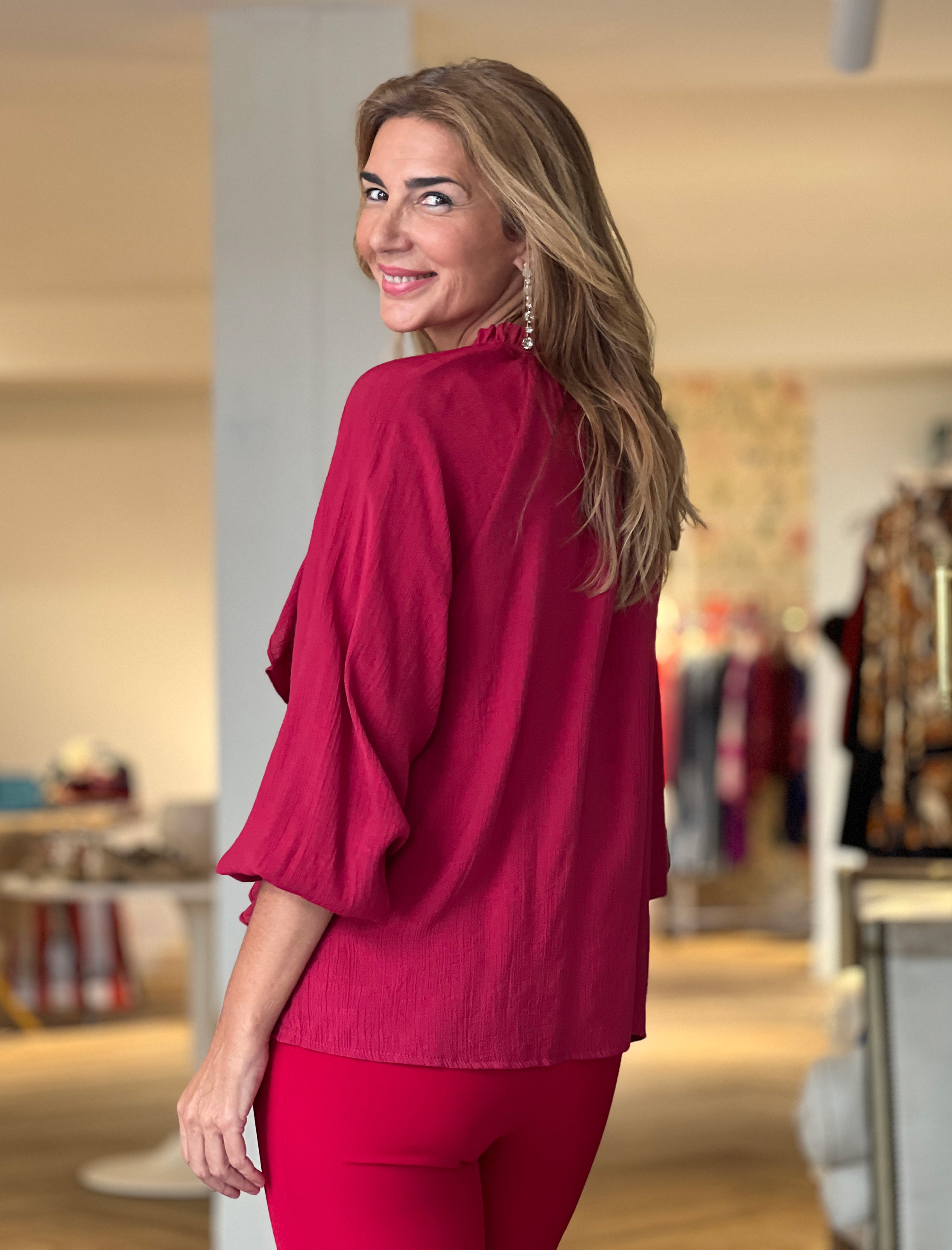 Camisa boho burdeos