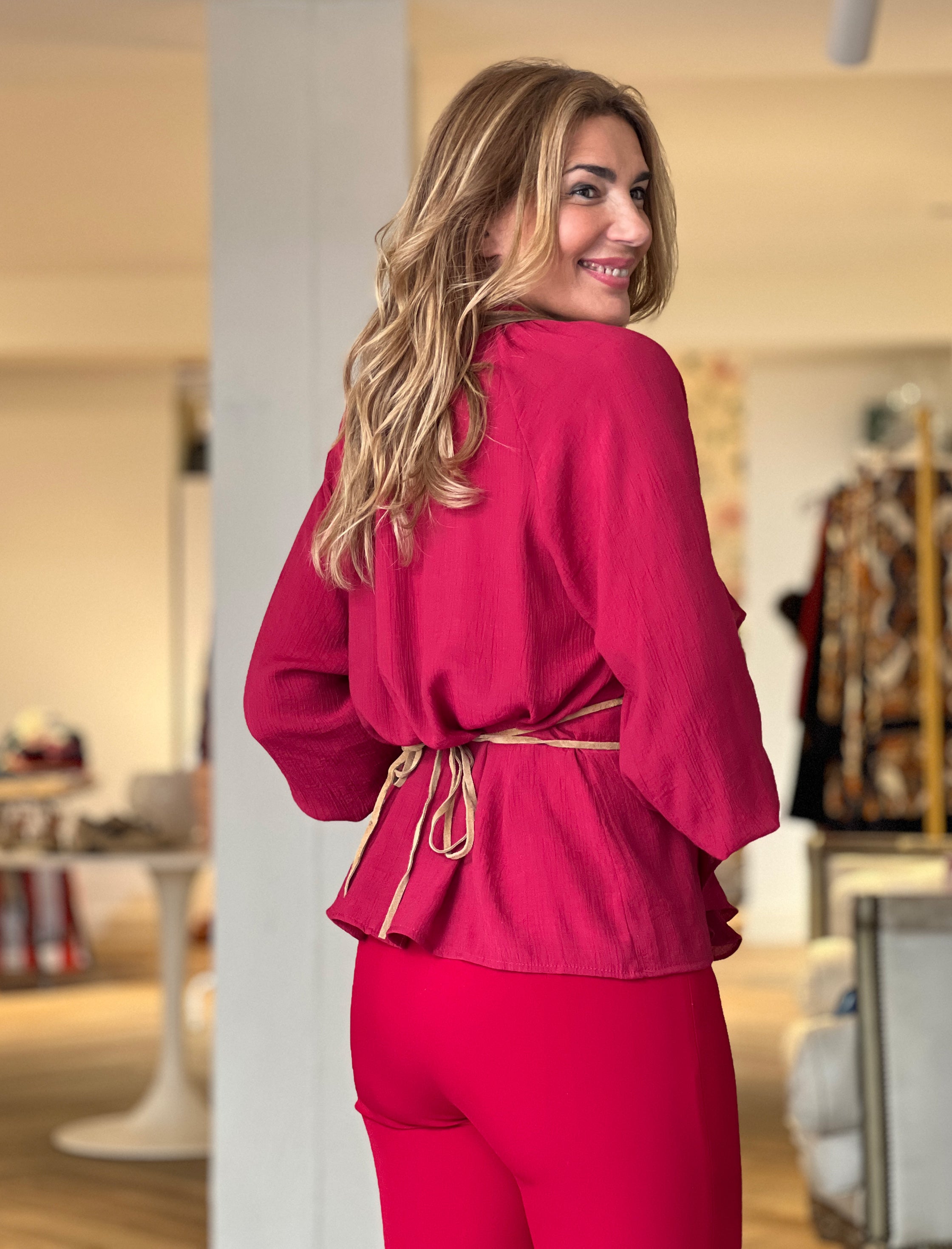 Camisa boho burdeos