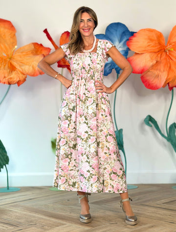 Vestido de flores boho rosa