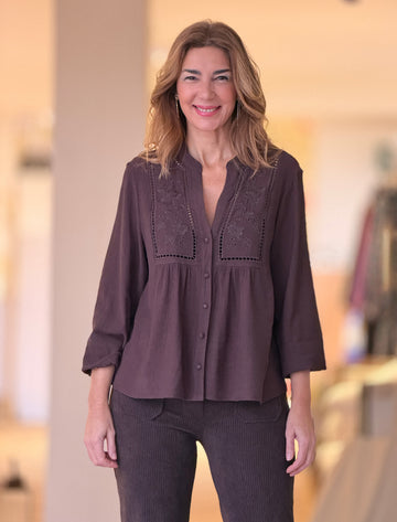 Camisa marrón boho