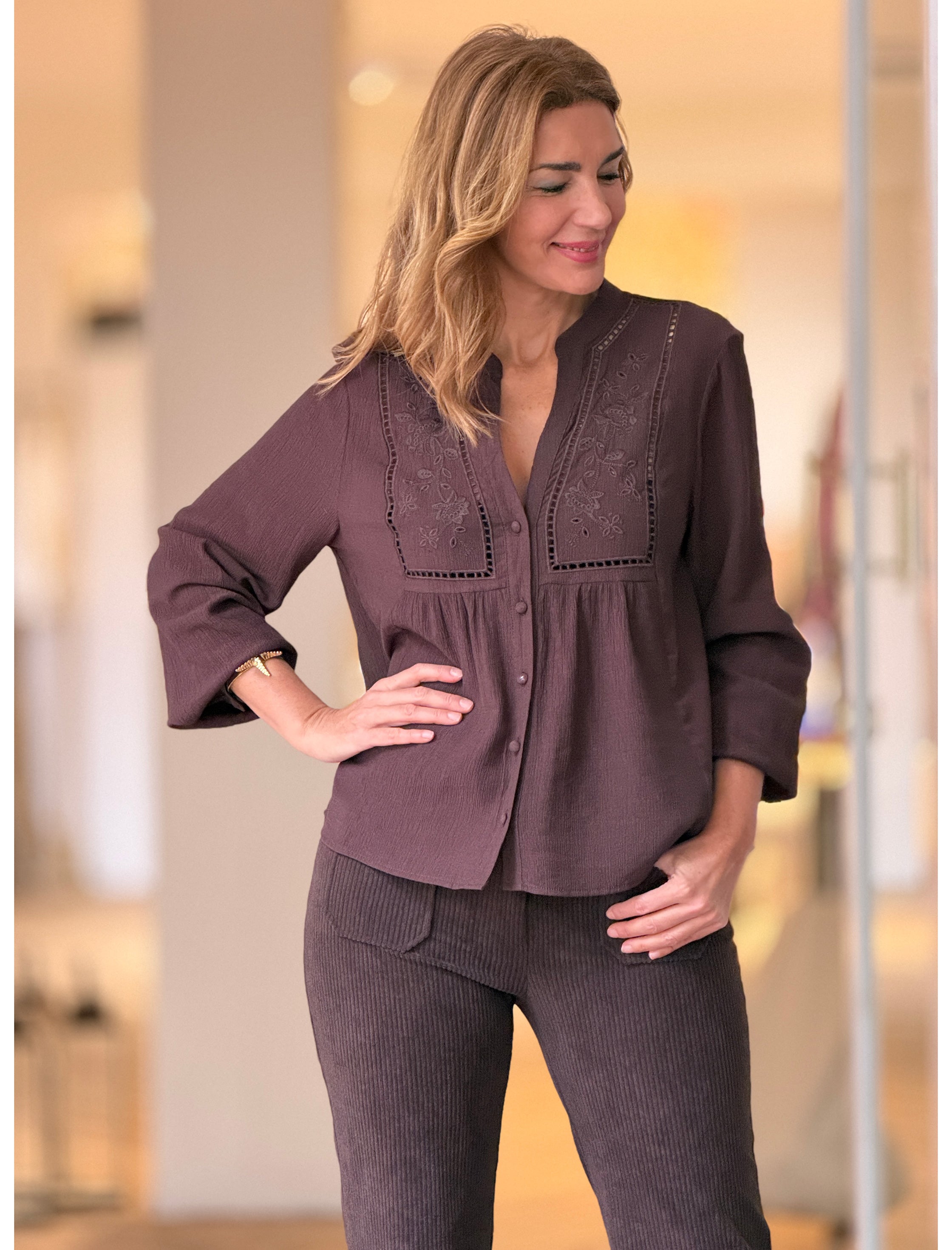 Camisa marrón boho