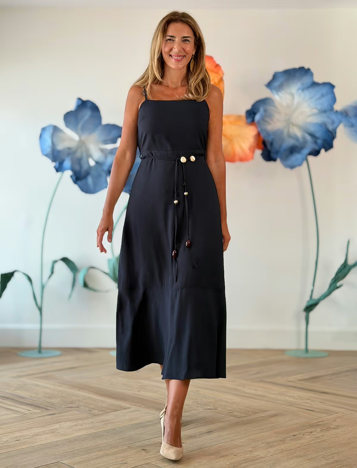 Vestido azul marino mineral chic