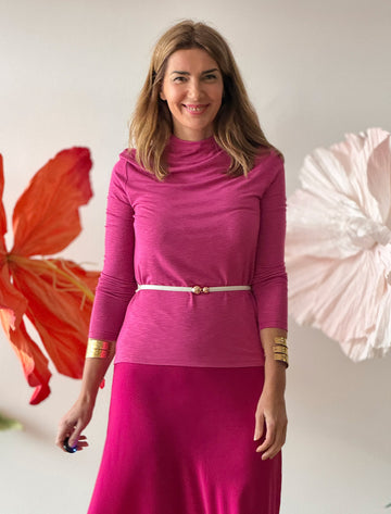 Camiseta muy chic linda fucsia