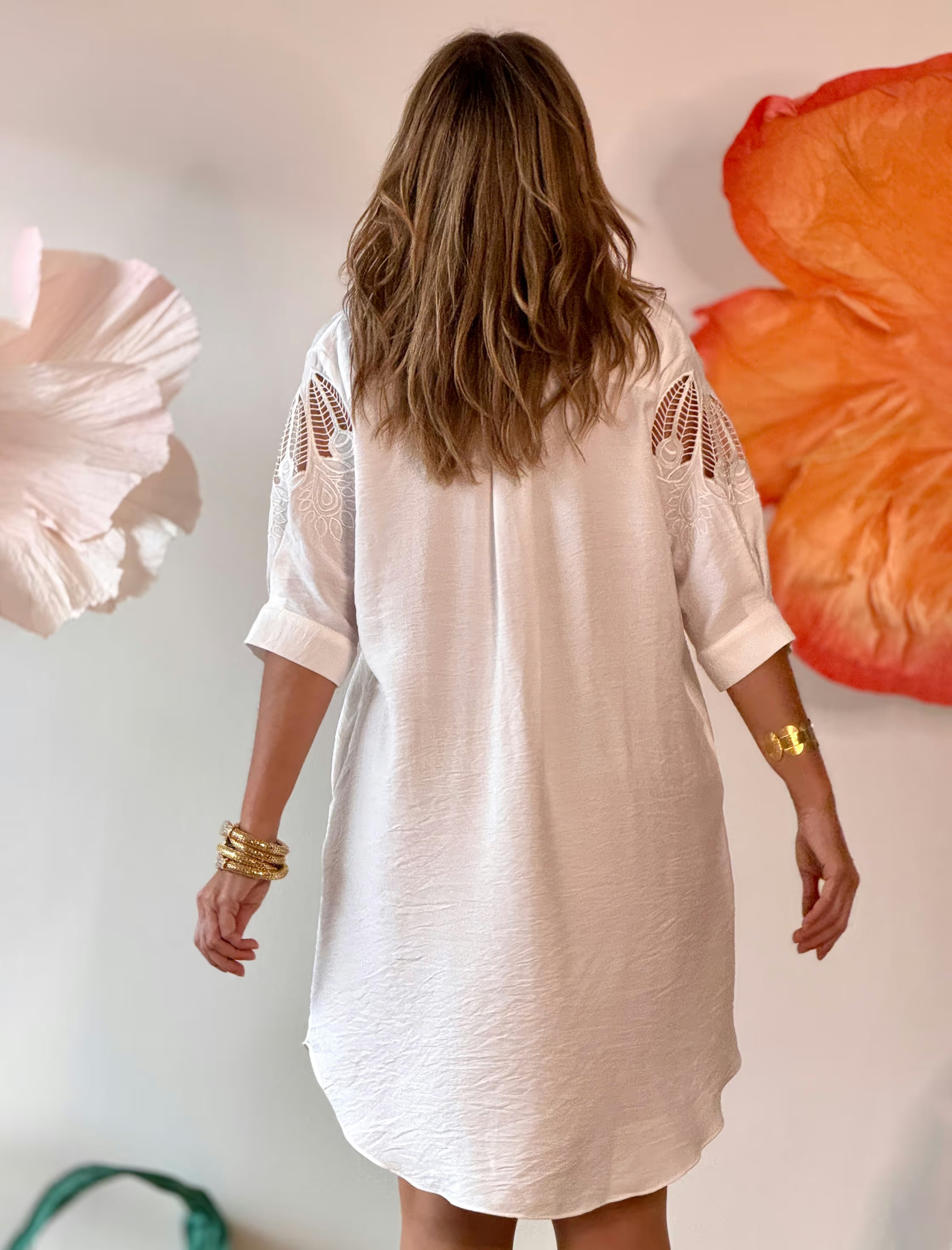 Vestido kaftán bordado blanco