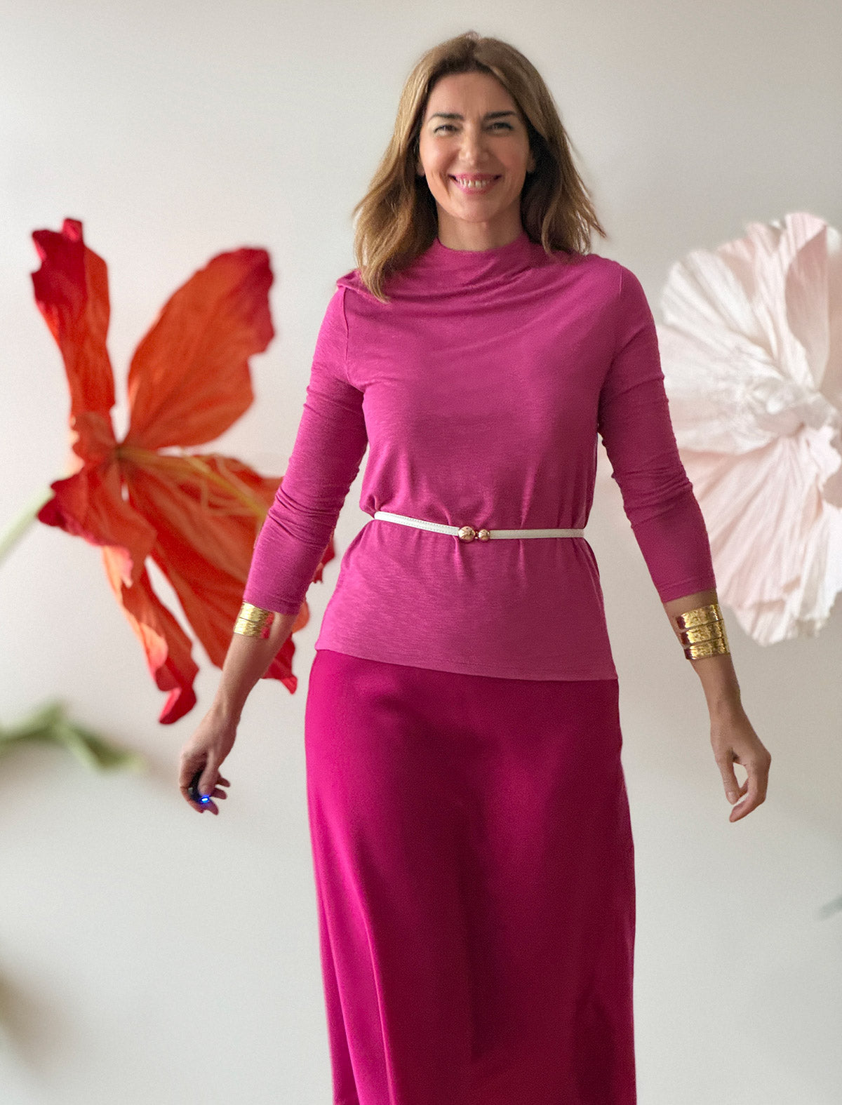 Falda evasé buganvilla