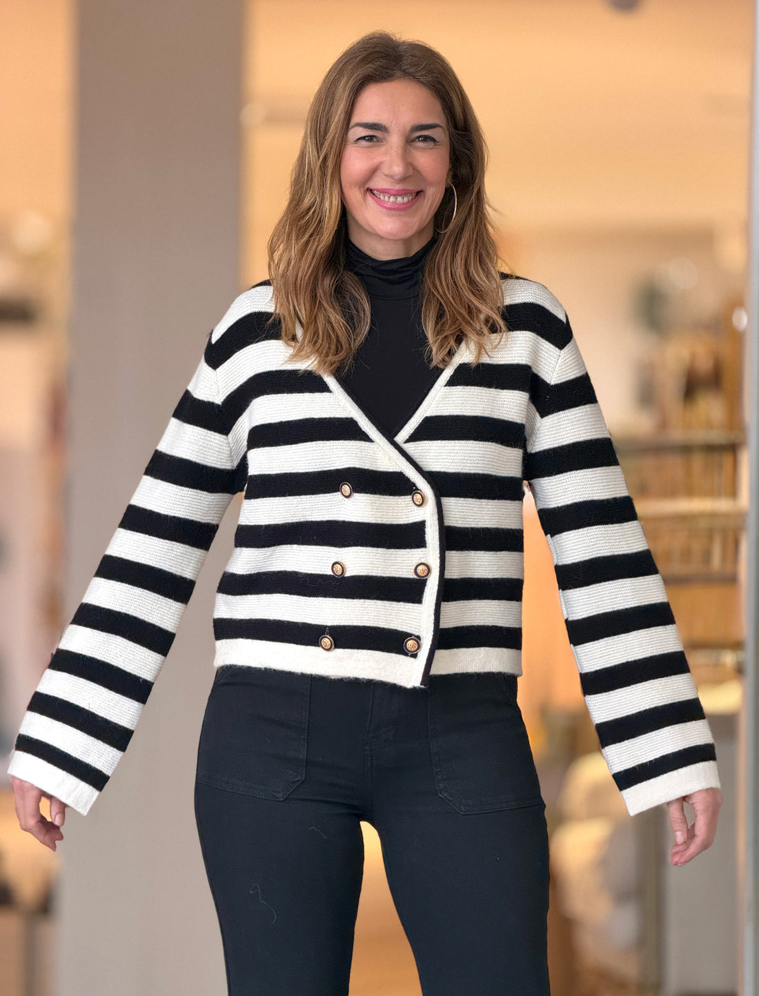 Striped knit jacket