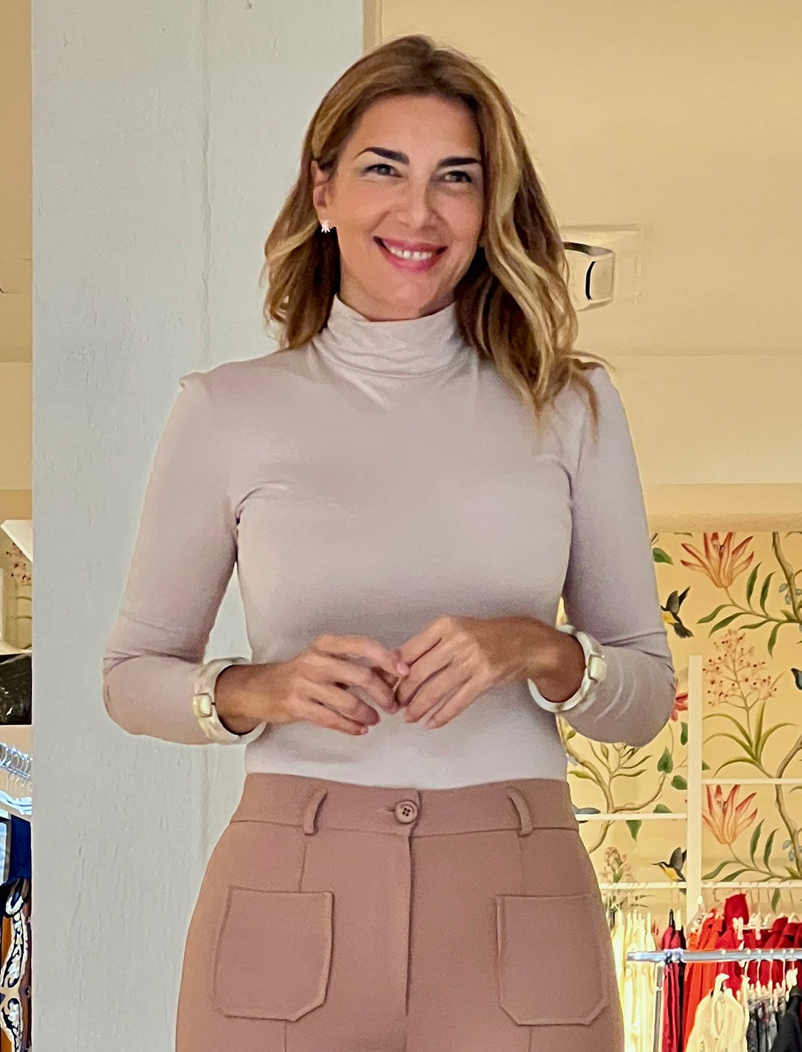 Camiseta de viscosa suave beig