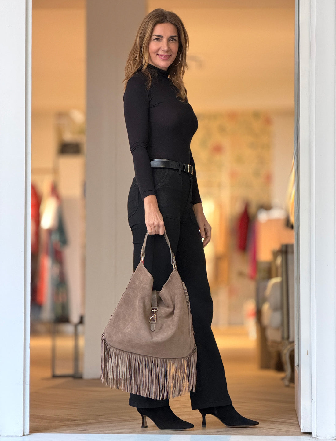 Bolso de flecos boho Taupe
