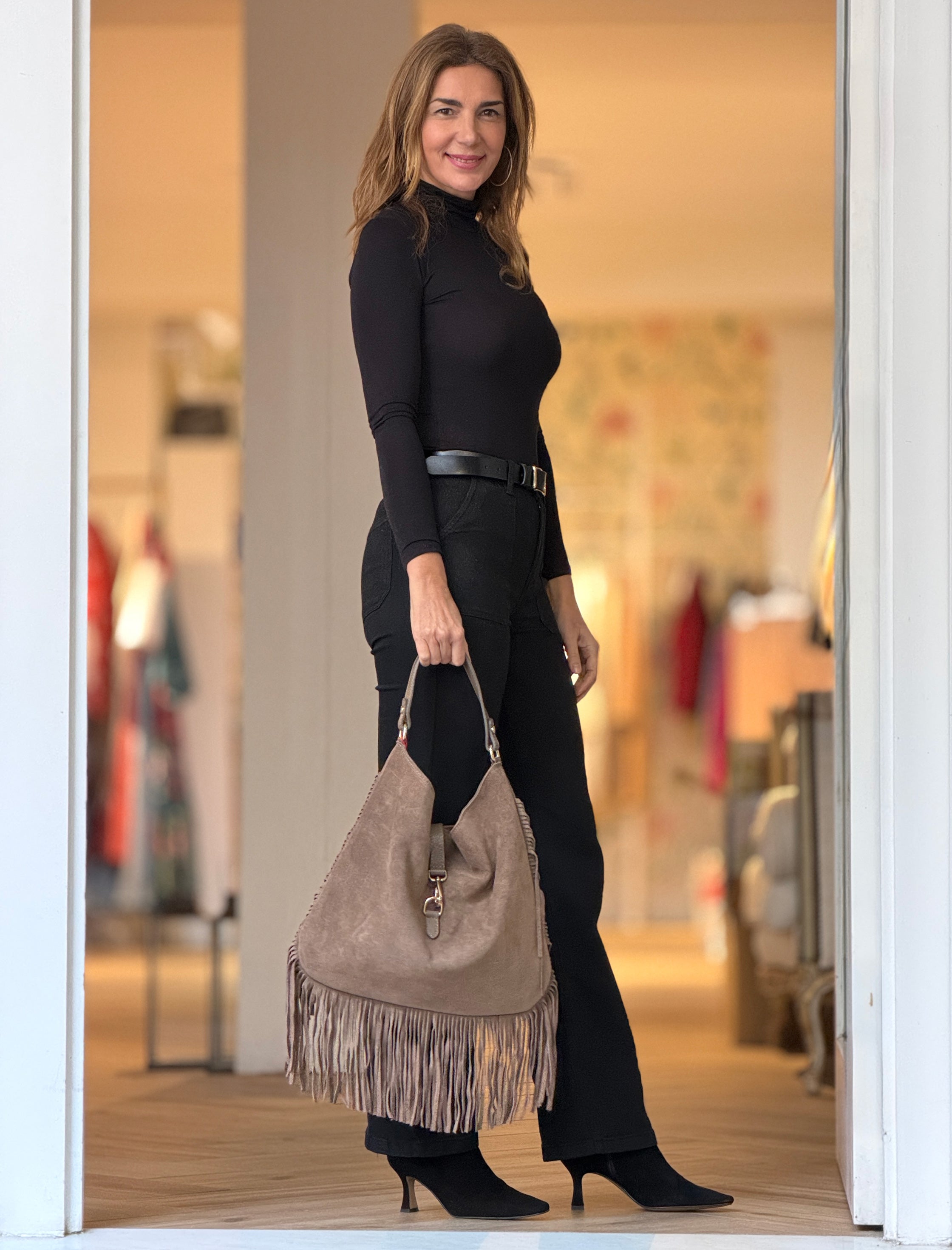 Bolso de flecos boho Taupe