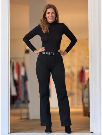 Pantalón vaquero negro talle alto