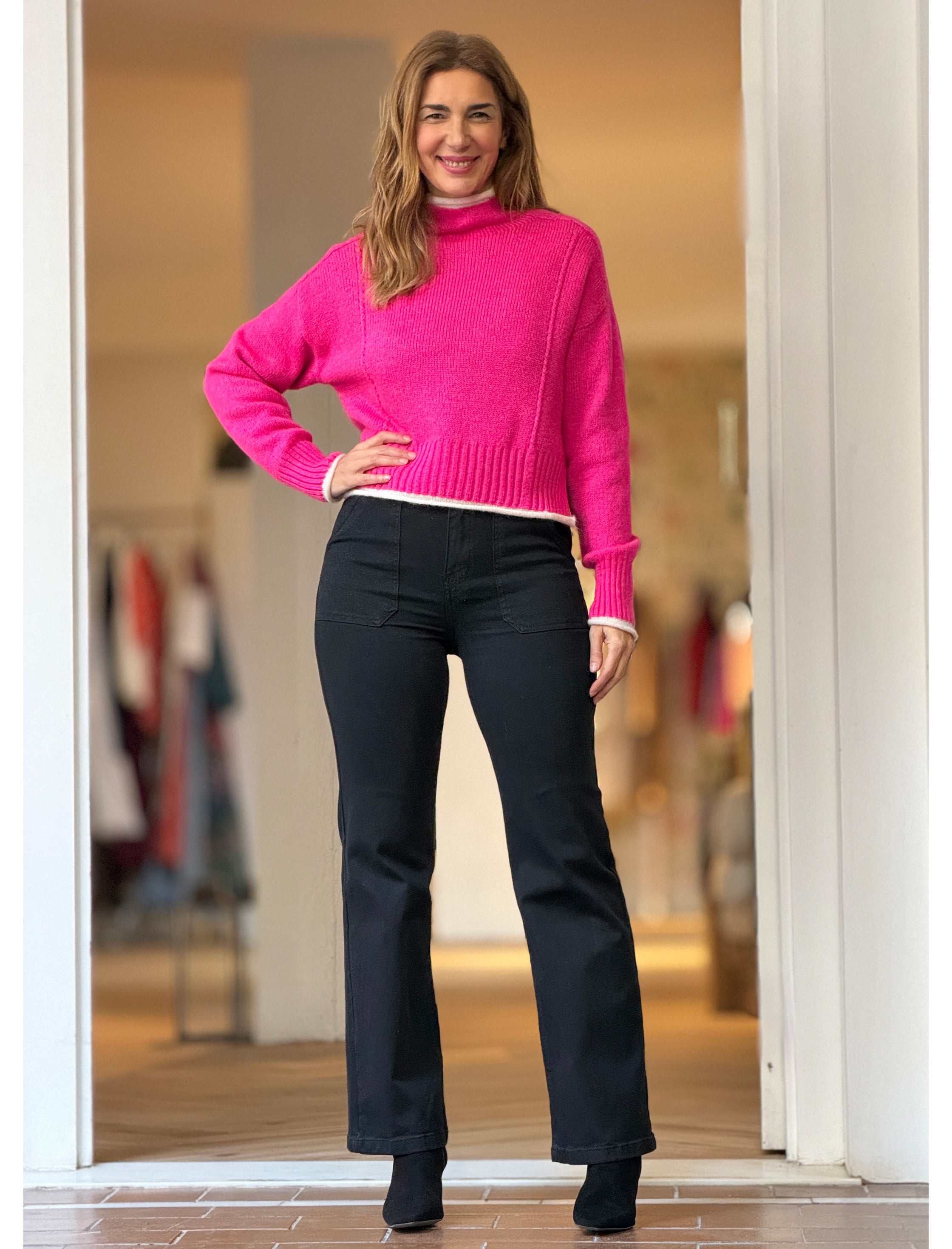 Pantalón vaquero negro talle alto