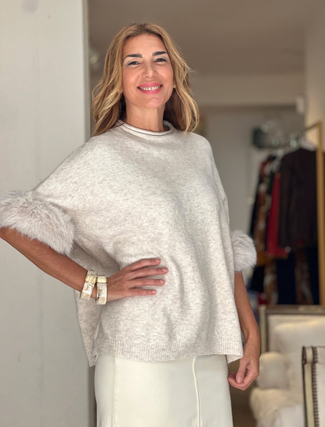 Jersey glamour beige claro