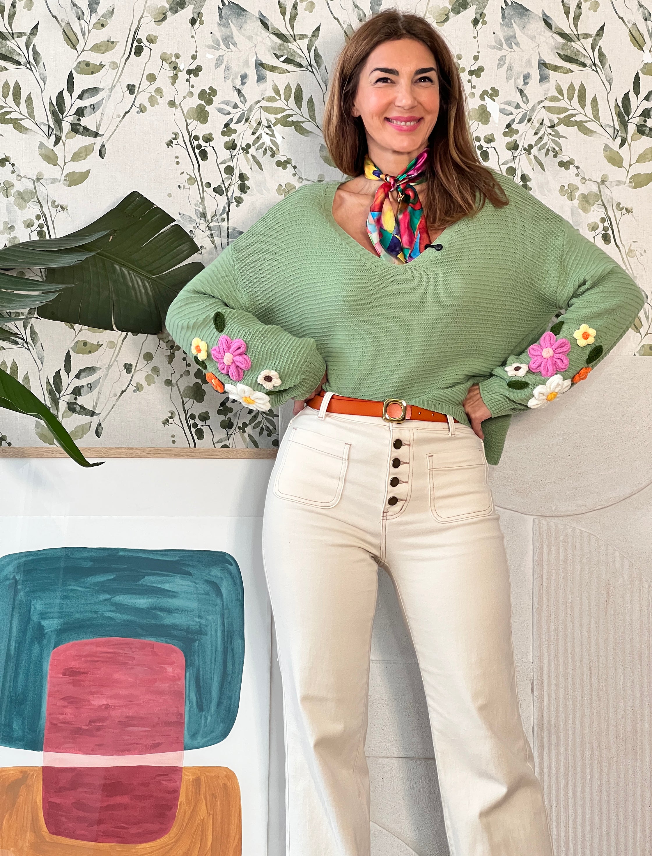 Jeans más bolsillos crema