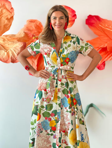 Vestido camisero de flores precioso