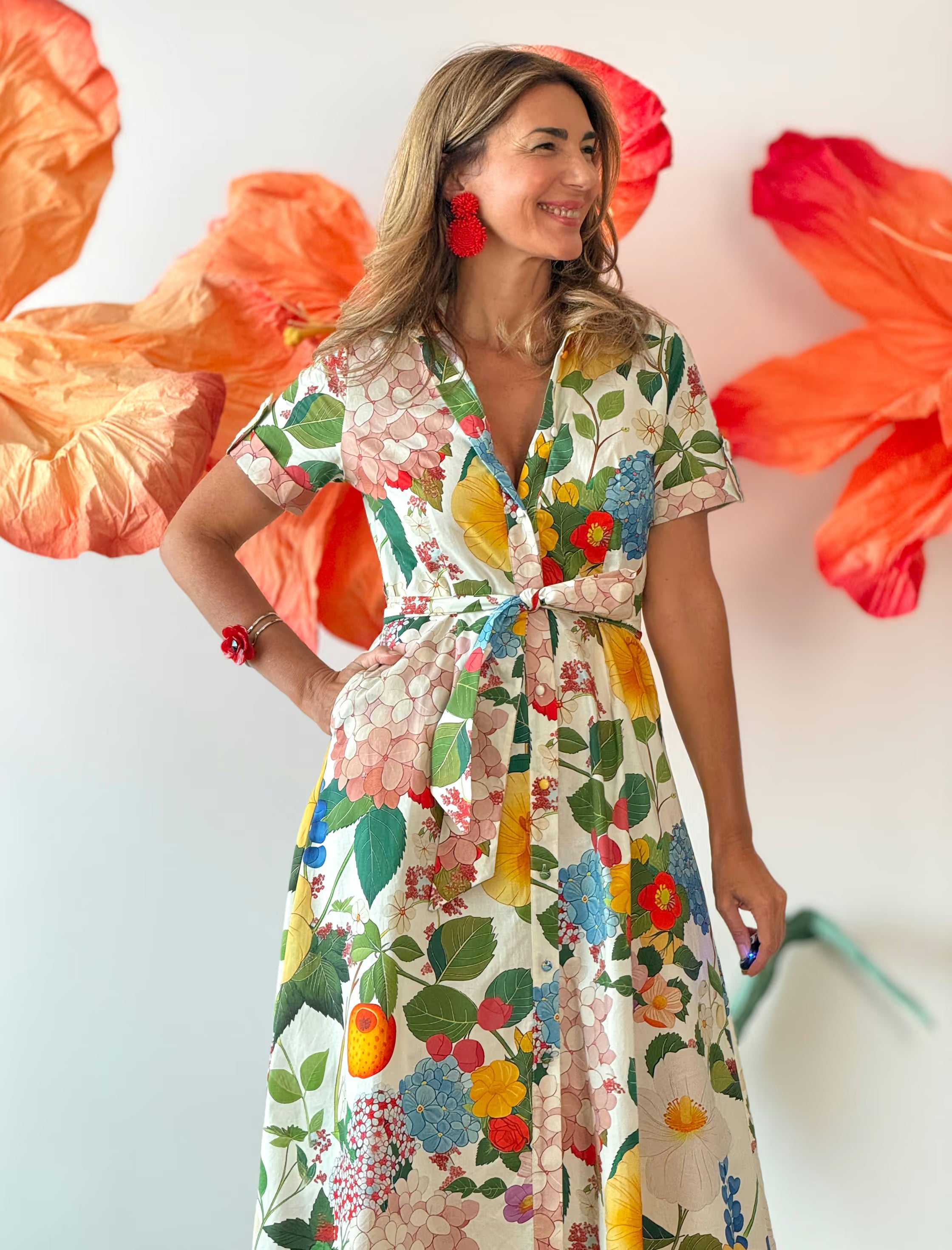 Vestido camisero de flores precioso