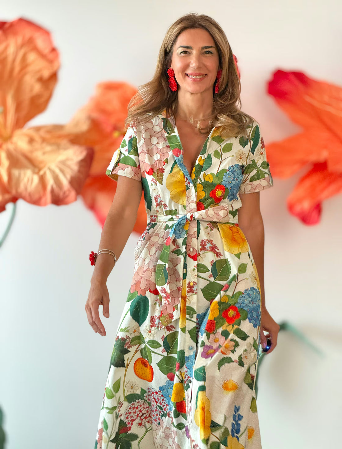 Vestido camisero de flores precioso