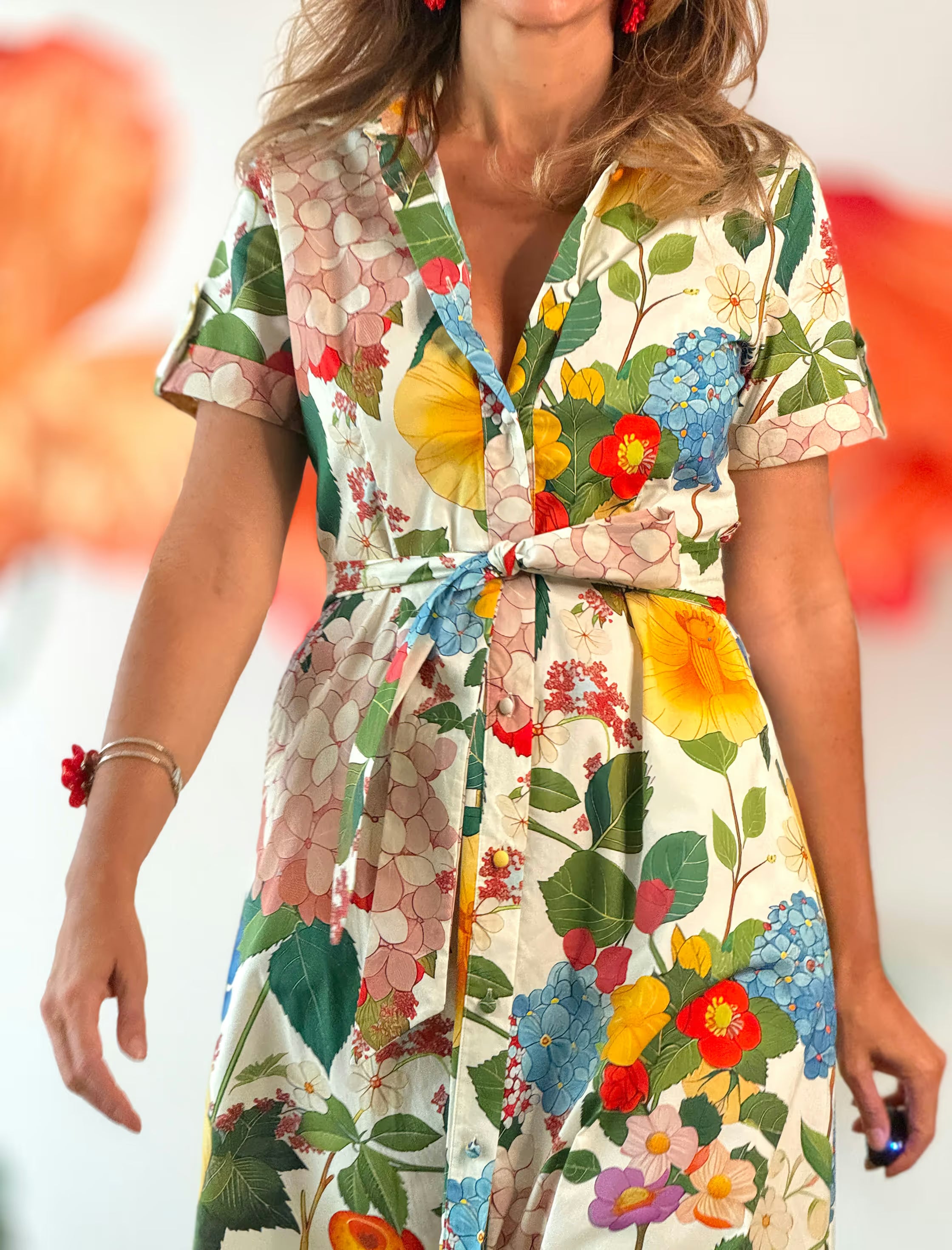 Vestido camisero de flores precioso