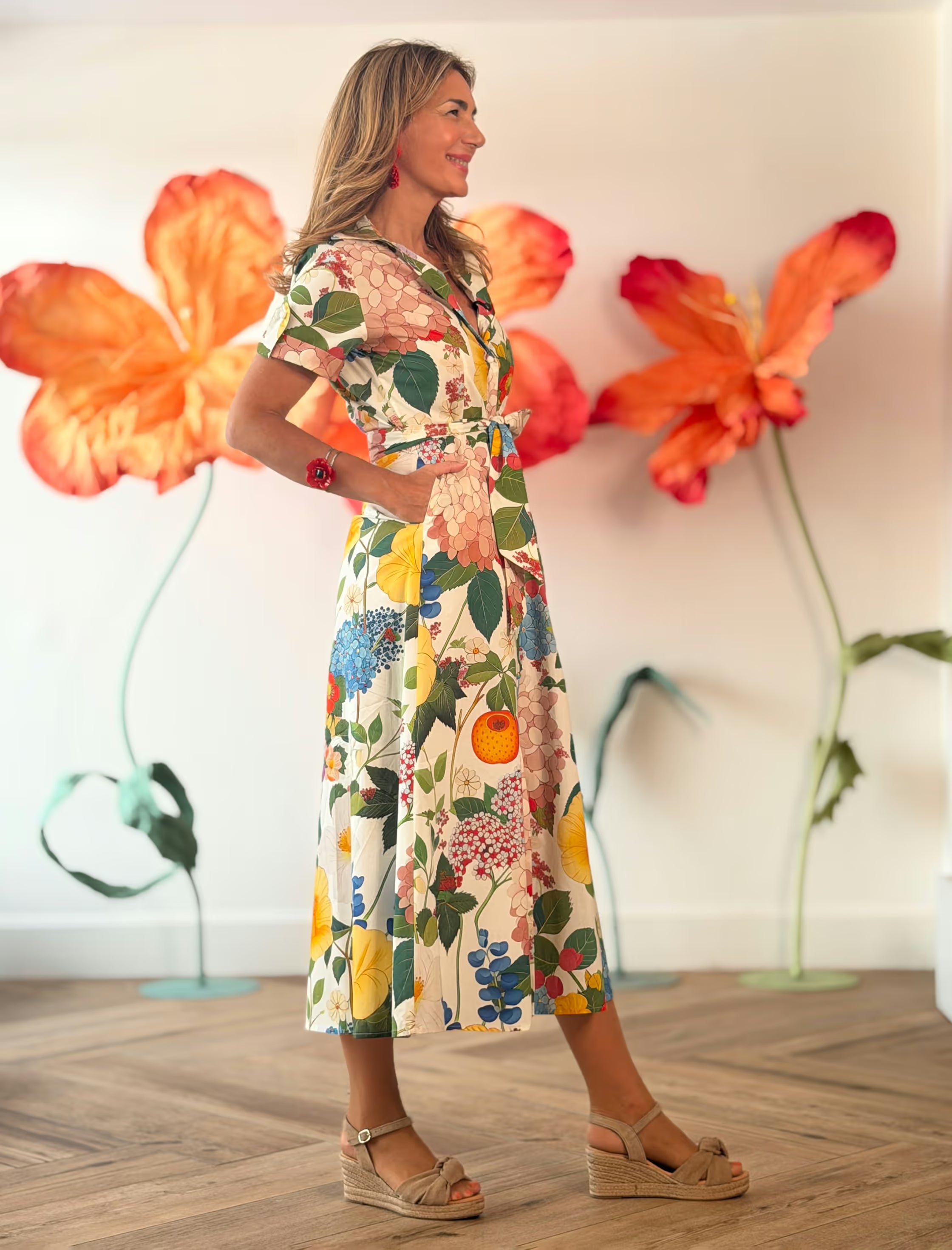 Vestido camisero de flores precioso