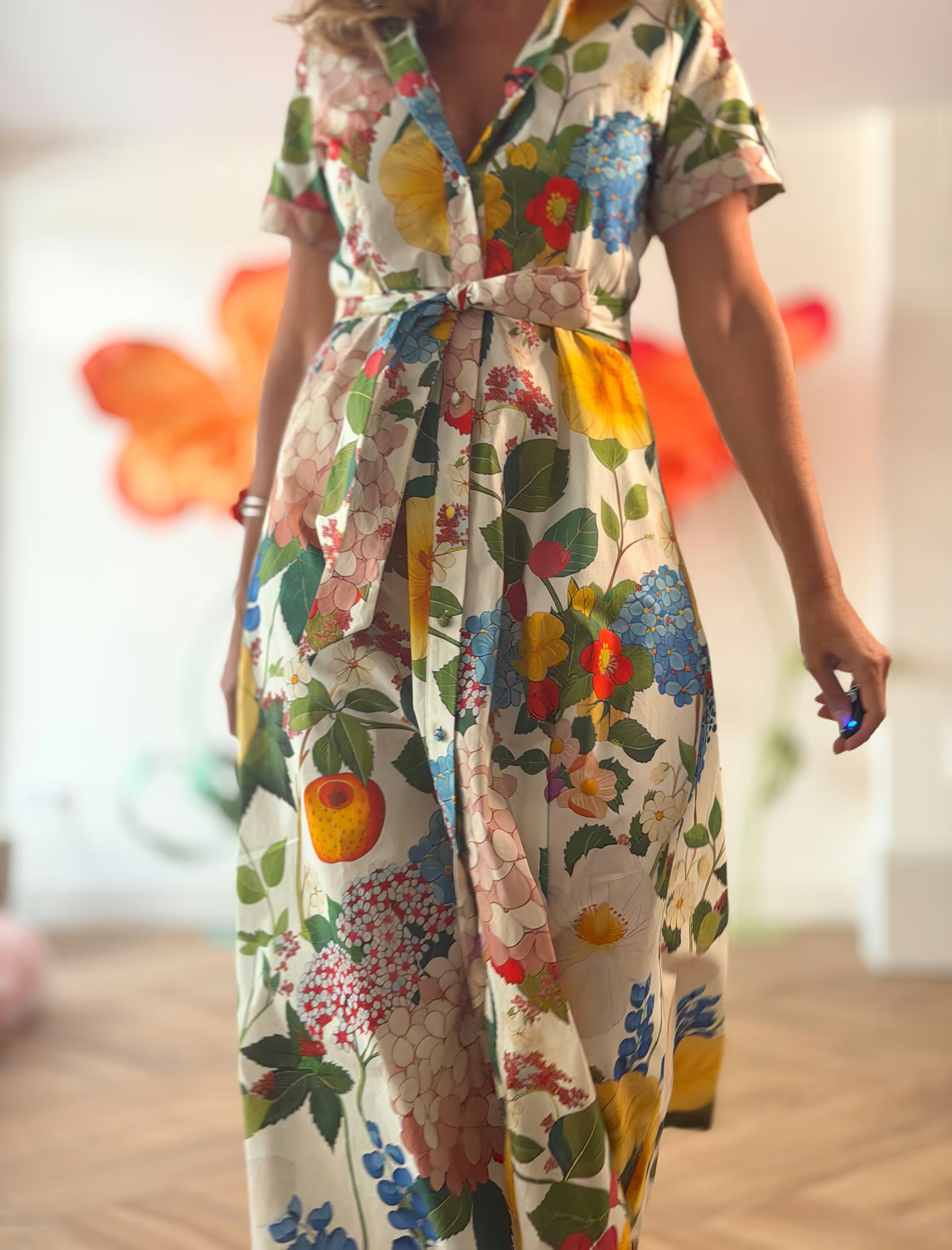 Vestido camisero de flores precioso