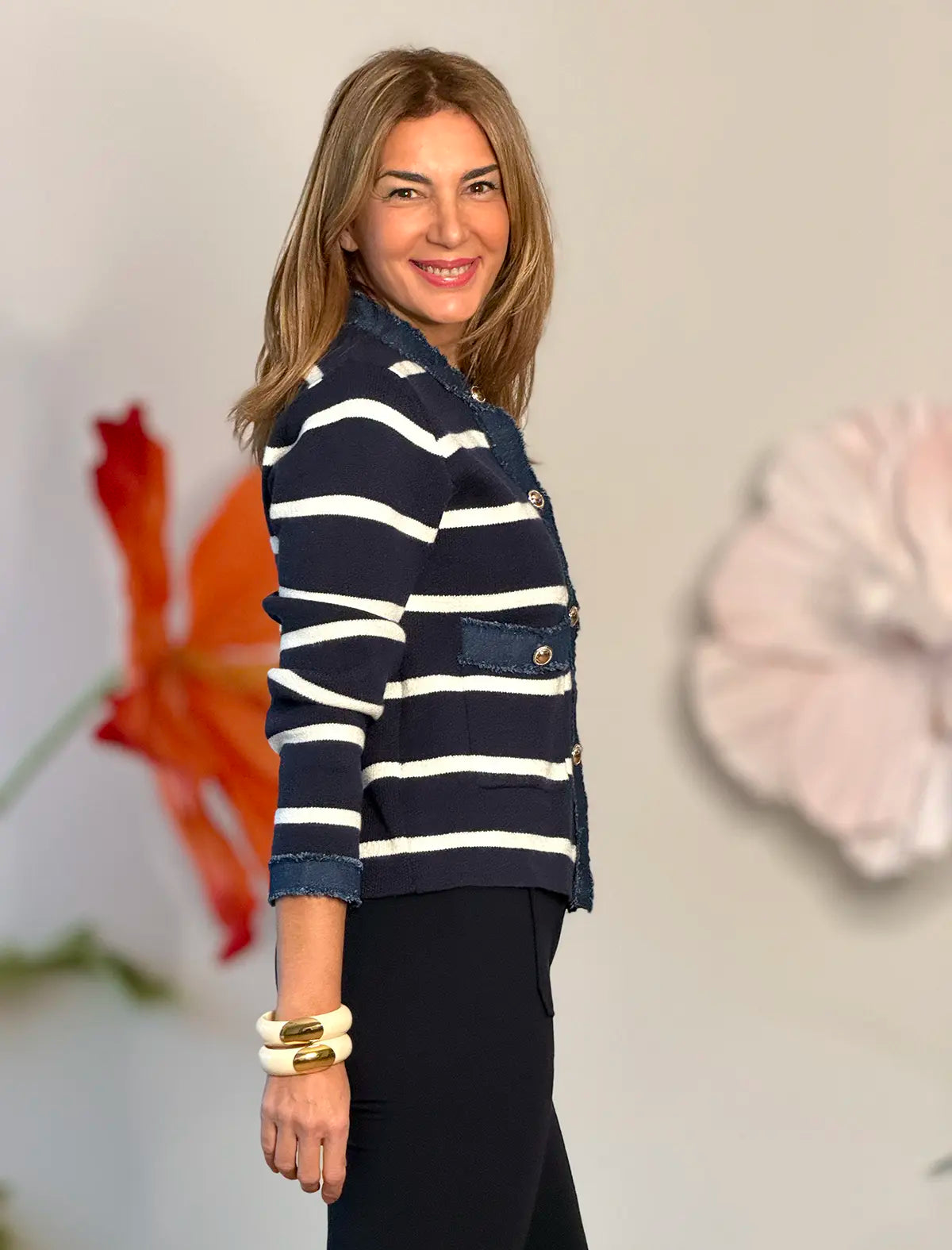 Chaqueta de punto rayas marineras