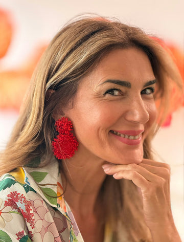 Red circle earrings