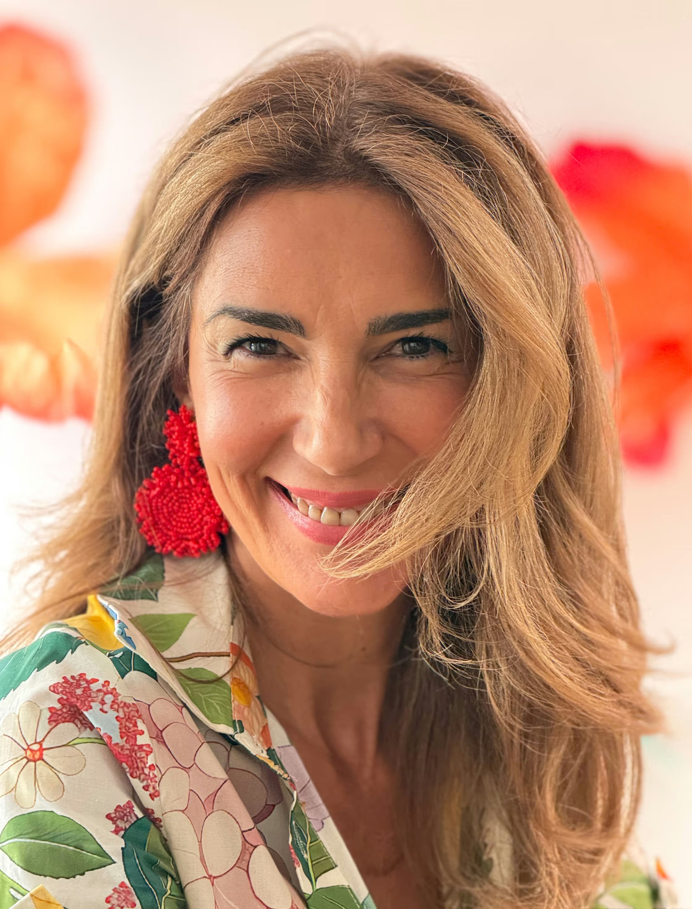 Red circle earrings