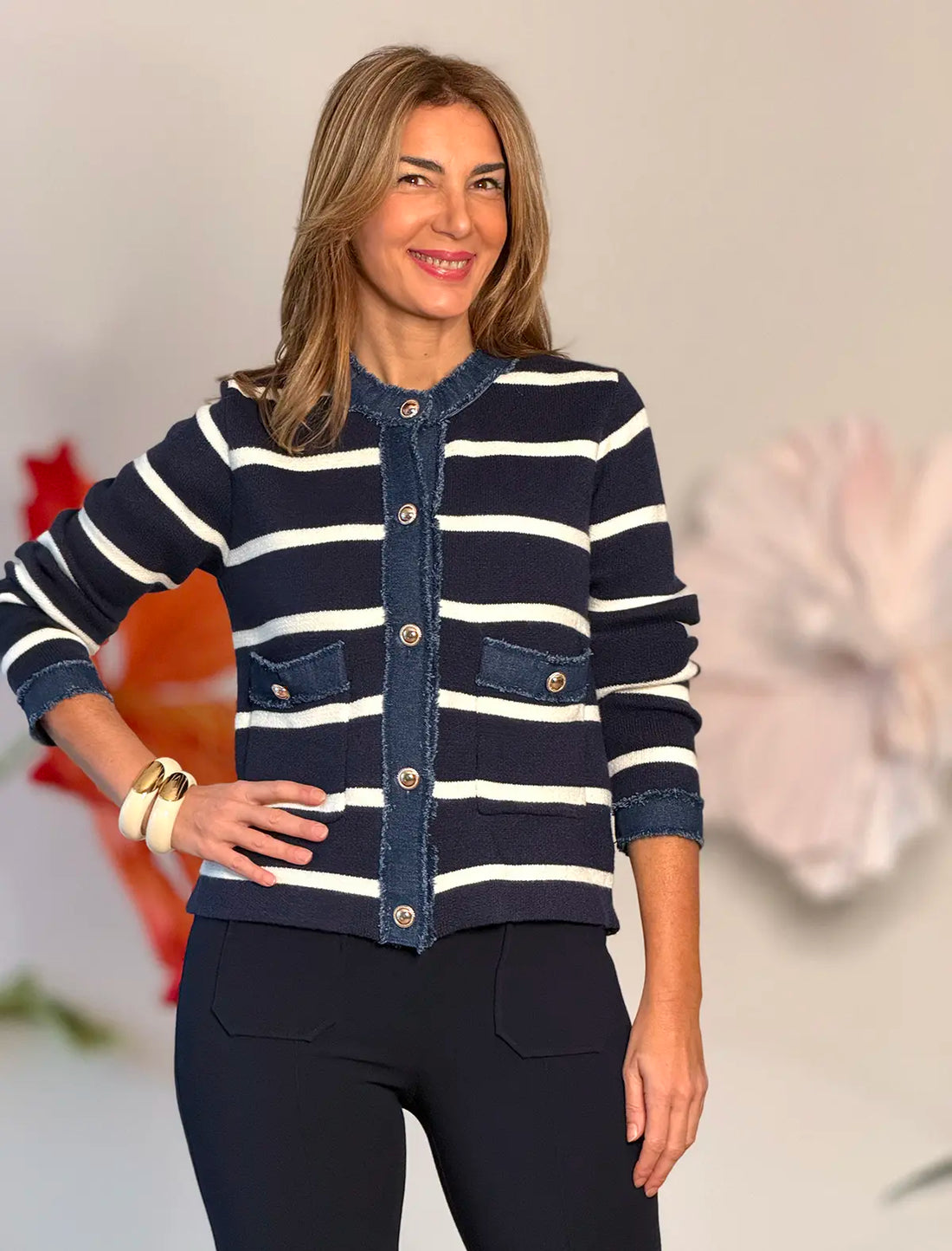 Chaqueta de punto rayas marineras