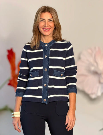 Chaqueta de punto rayas marineras