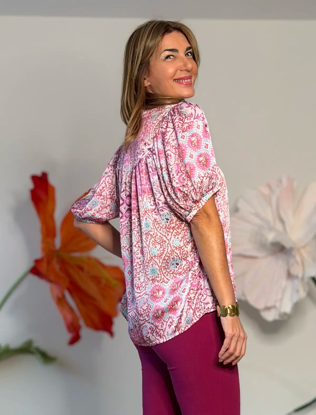 Camisa fluida cashemir rosa