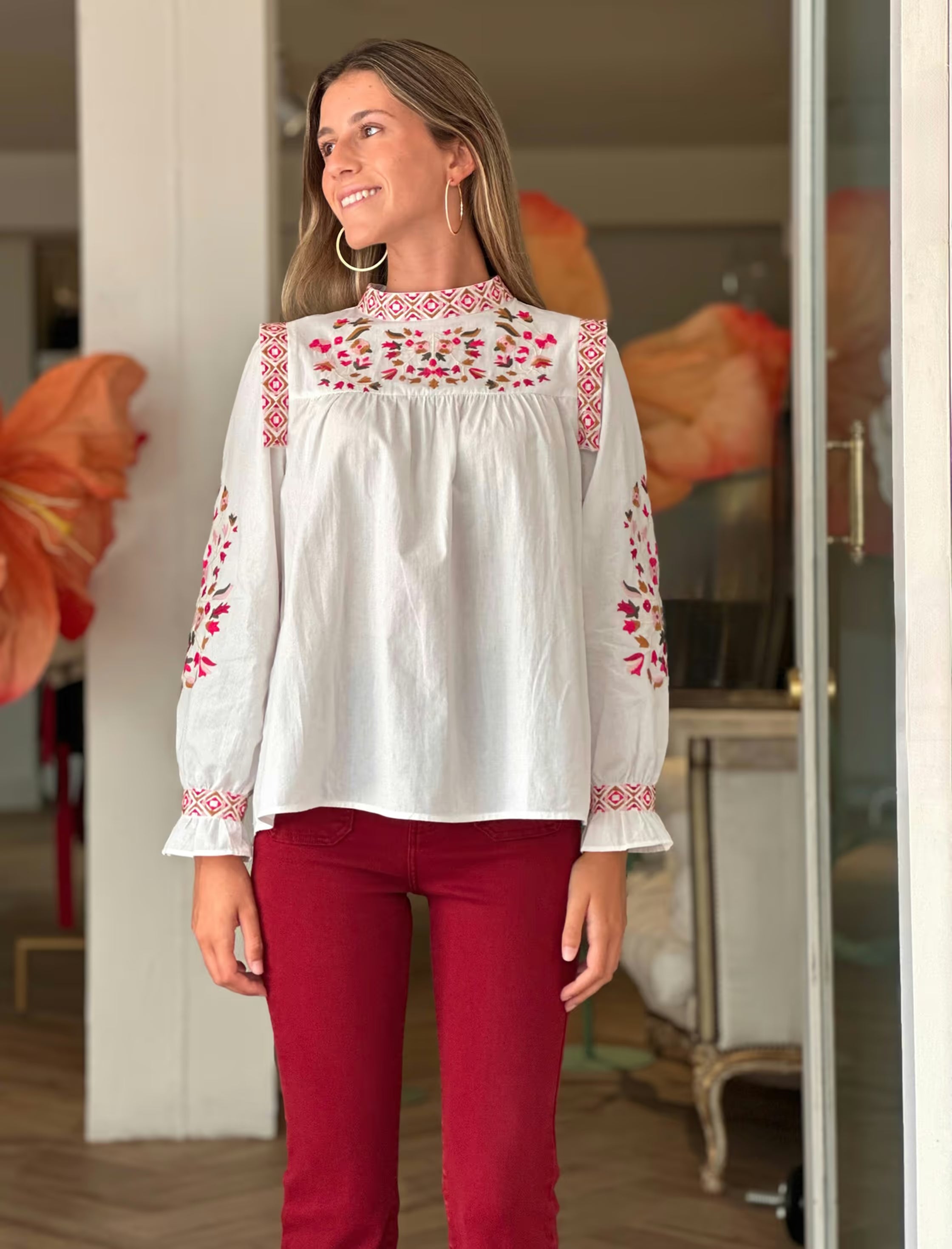 Blusa bordada flores Jimena