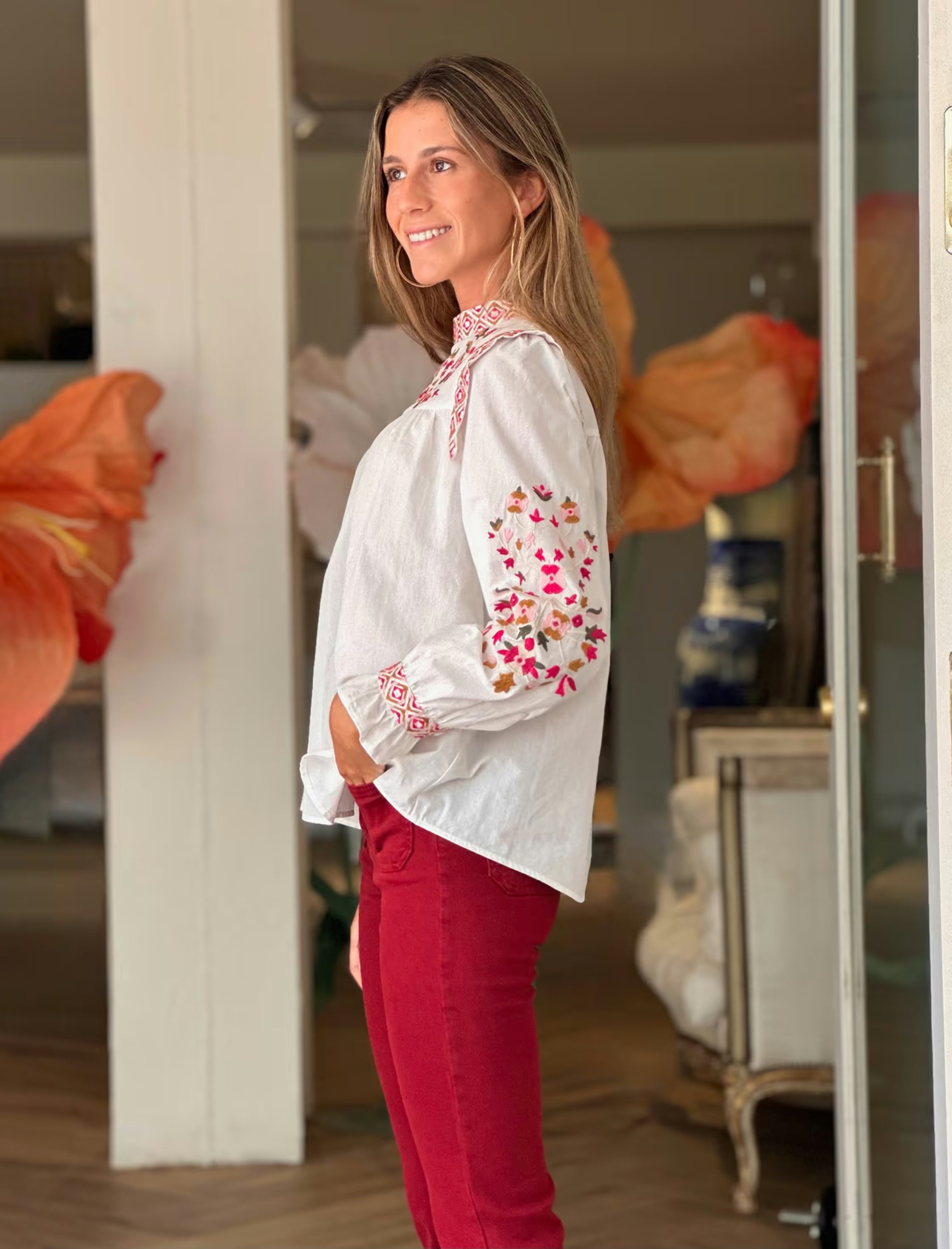 Blusa bordada flores Jimena