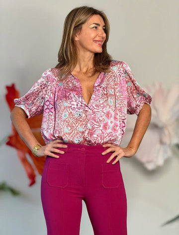 Camisa fluida cashemir rosa
