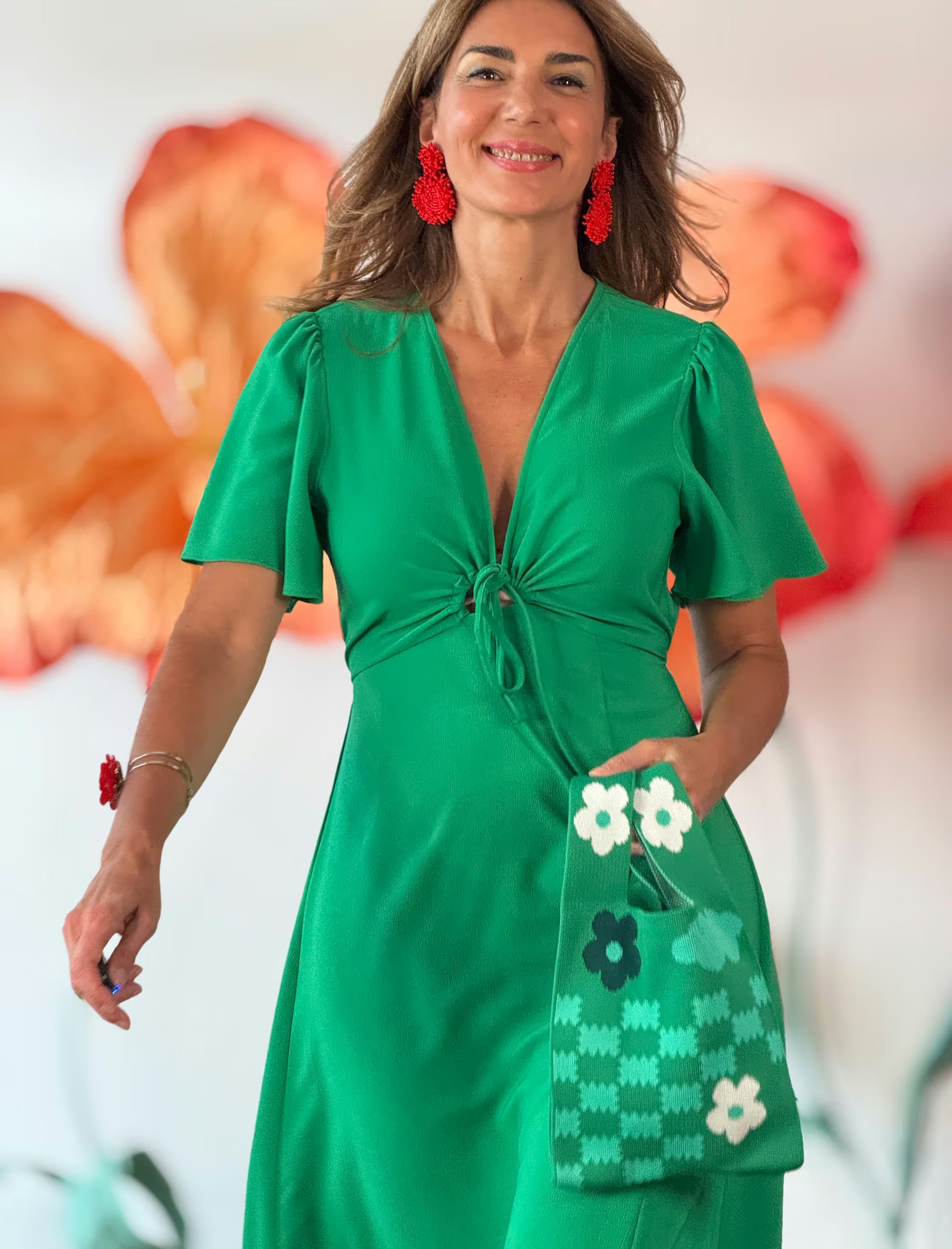 Vestido midi verde muy chic