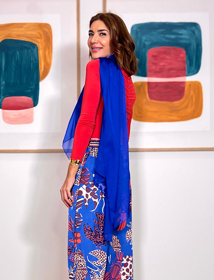 Pañuelo Fluido de Seda Azul royal