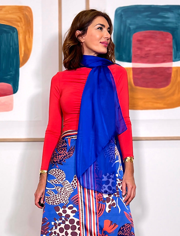 Pañuelo Fluido de Seda Azul royal