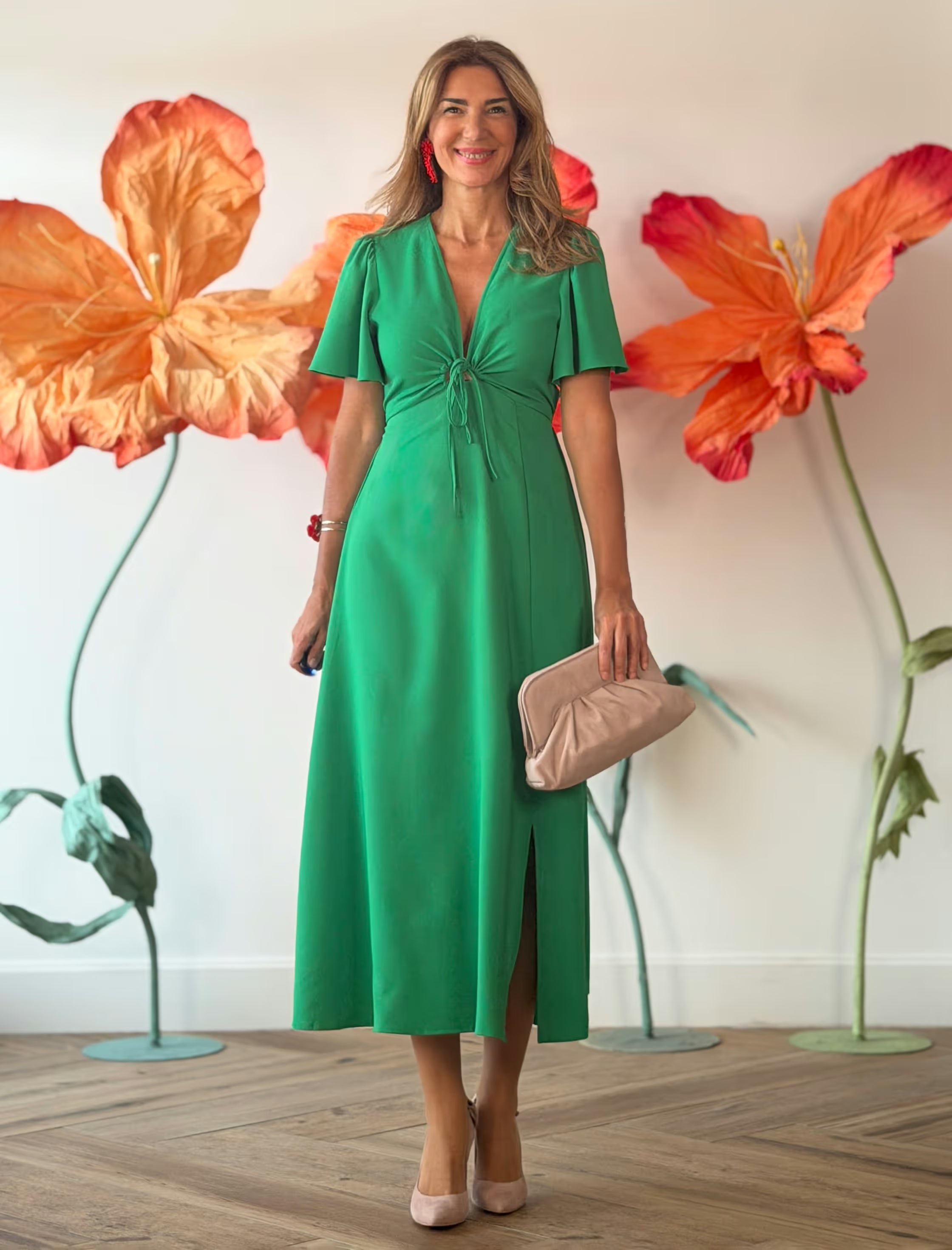 Vestido midi verde muy chic