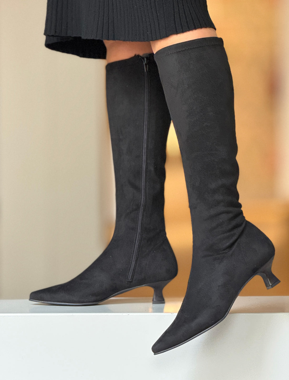 Bota alta de licra Negro